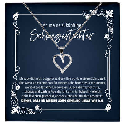 22Feels Schmuckset Braut Schwiegertochter Geschenk Hochzeit Frauen Schmuck Herz Halskette, Echt-Silber 925/000, Karte Made In Germany