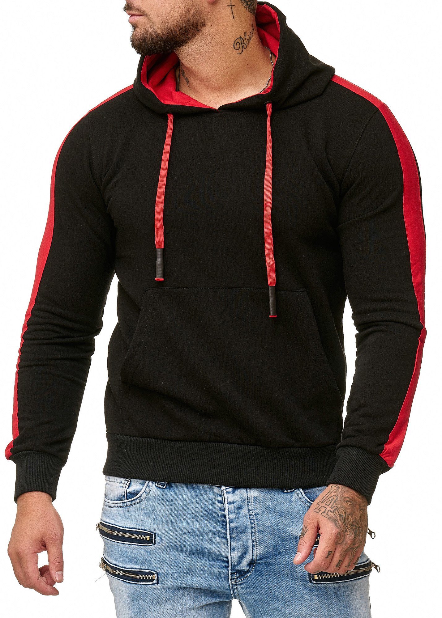 Code47 Freizeit Kapuzenpullover Pullover Hoodie Schwarz Kapuzenpullover Casual Sweater, 1212 Modell Fitness Hoodie (Hoodie Sweatshirt 1-tlg) Herren Code47