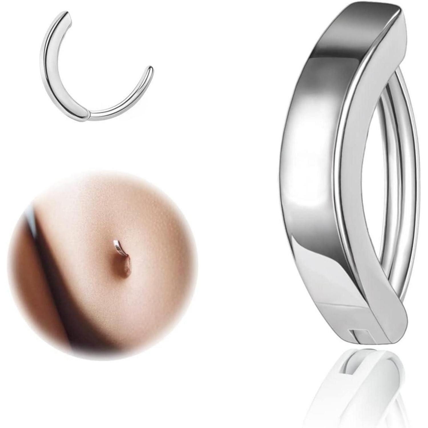 ZS Bauchnabelpiercing Clicker Bauchnabelpiercing 14G 925 Silber Diamanten Barbell