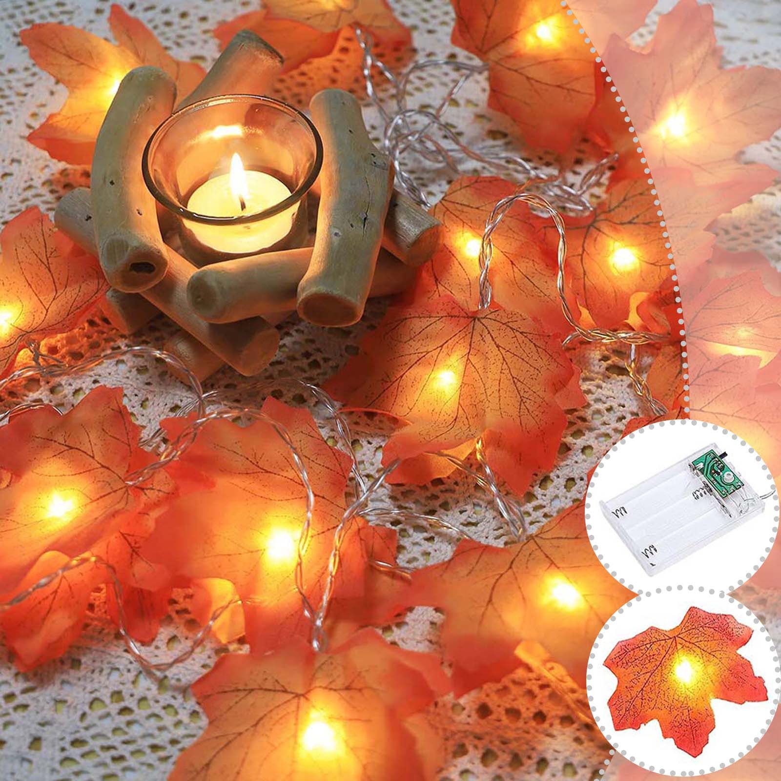 MUPOO LED-Girlande LED Lichterkette Ahornblatt Halloween Beleuchtung, Batteriebetrieben, Herbst Deko für Halloween & Thanksgiving