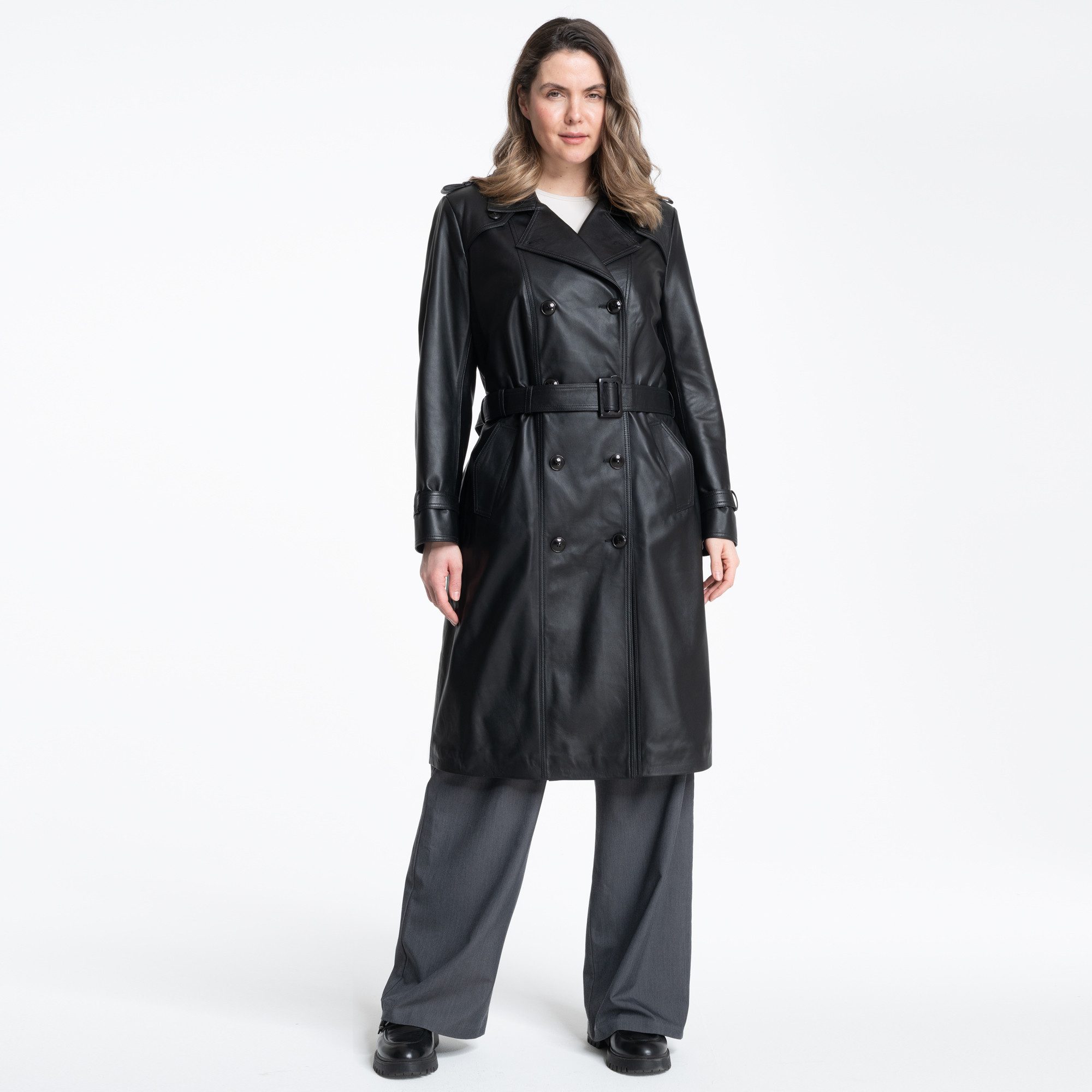 S&A Ledermoden Ledermantel Celina „Hochwertiger, softiger Leder-Trenchcoat“