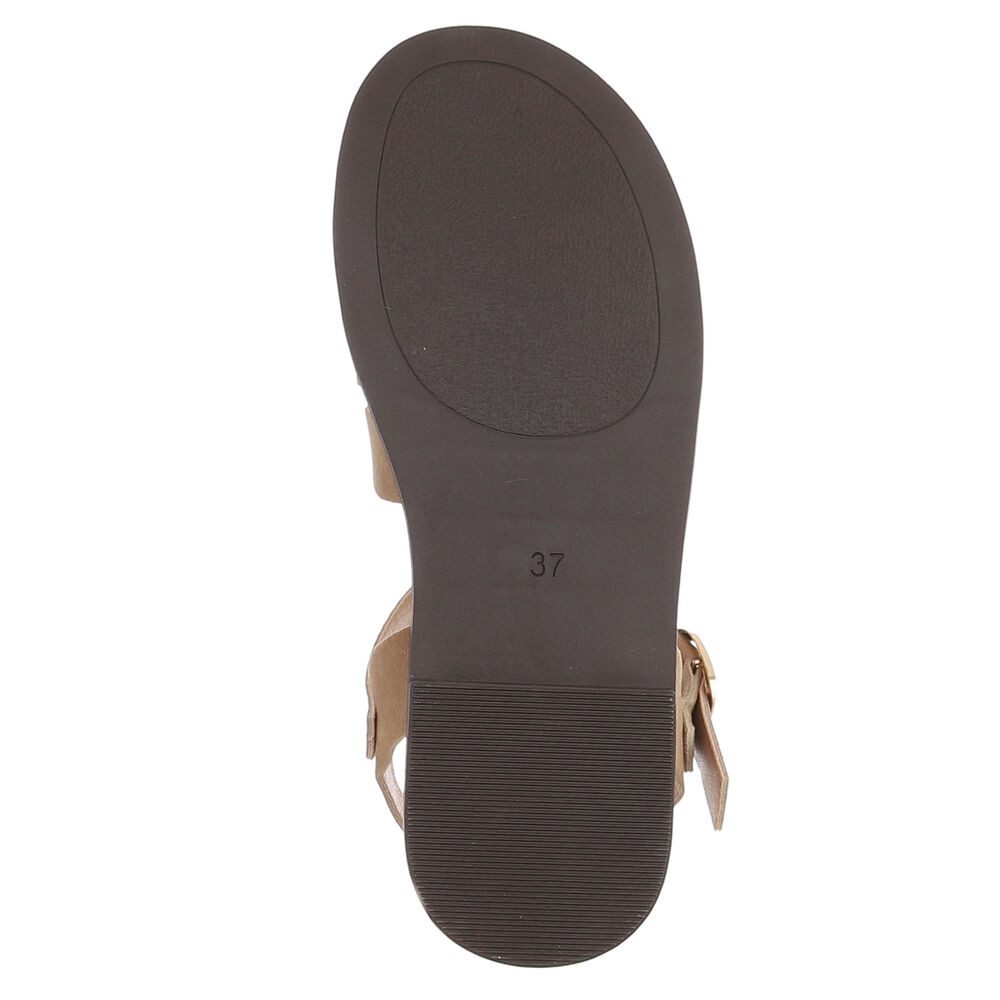 Ital-Design Damen Sandale mit Fersenriemen und Dornschließe Riemchensandalette (91971036) Blockabsatz Riemchensandalen in Hellbraun