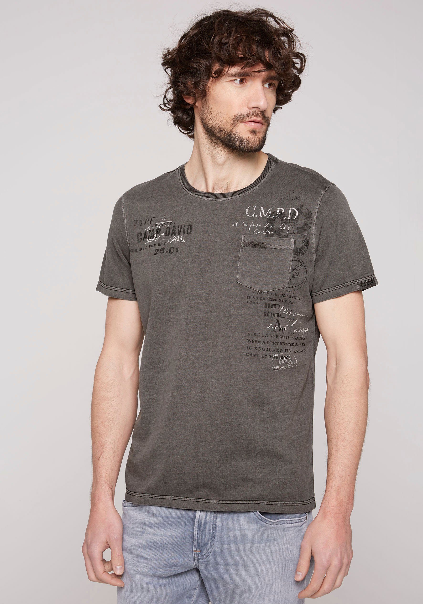 CAMP DAVID T-Shirt mit Kontrastnähten mud | T-Shirts