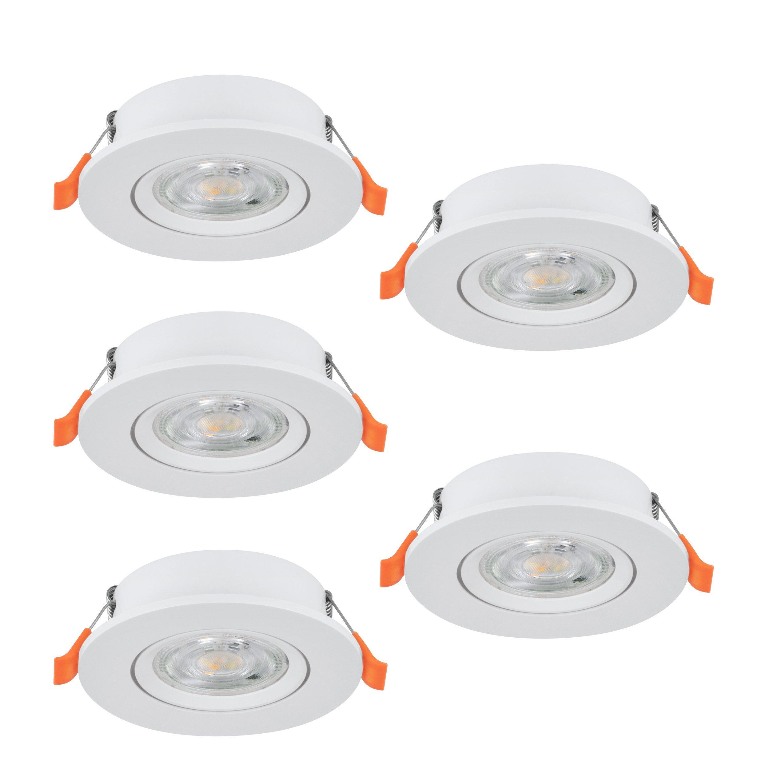 EGLO LED Einbauleuchte Barranco, Leuchtmittel inklusive, 5er Set LED Einbaustrahler, Deckenspots, Deckenstrahler, GU10, ∅ 9 cm