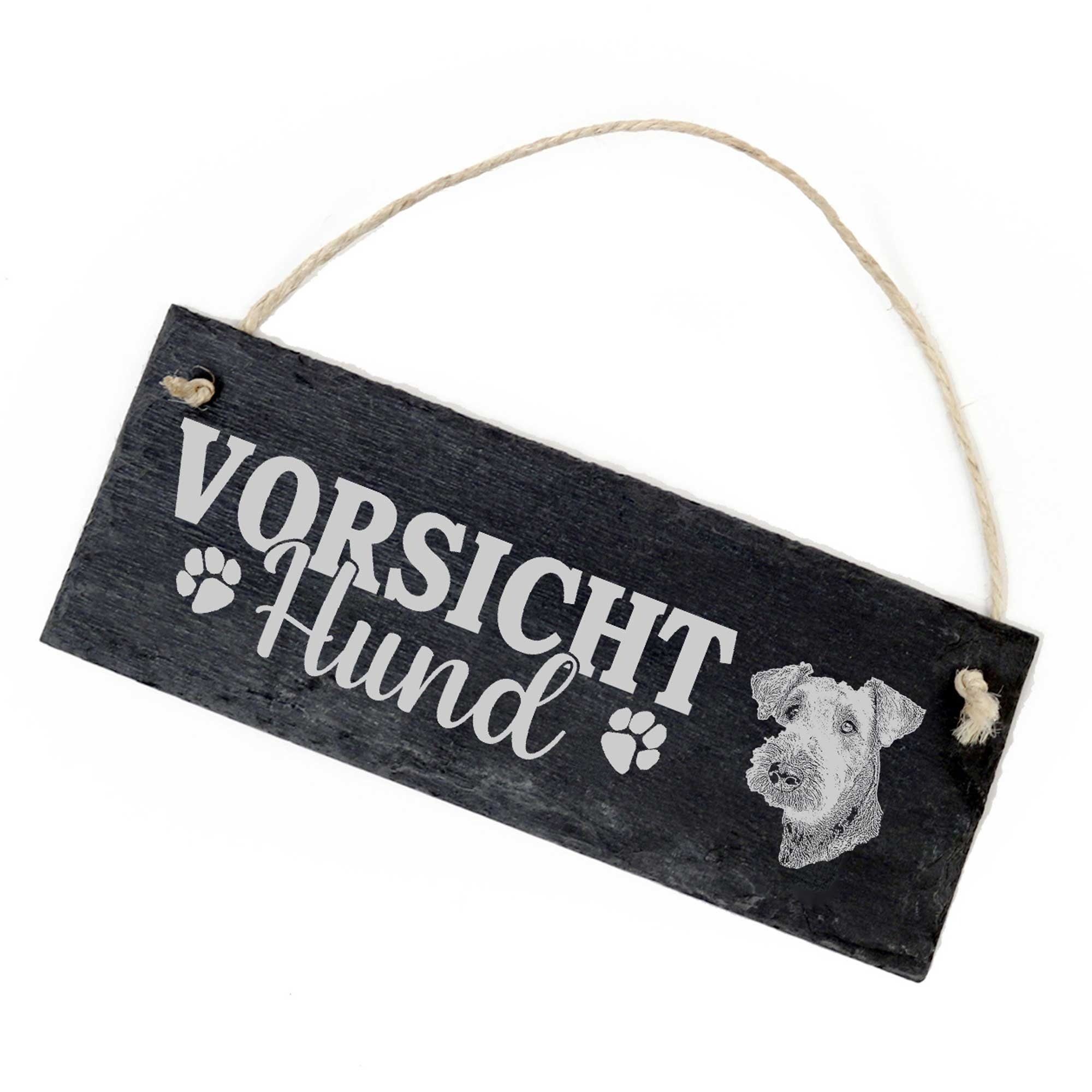 Dekolando Hängedekoration Vorsicht Hund Airedale Terrier Schild 22x8cm