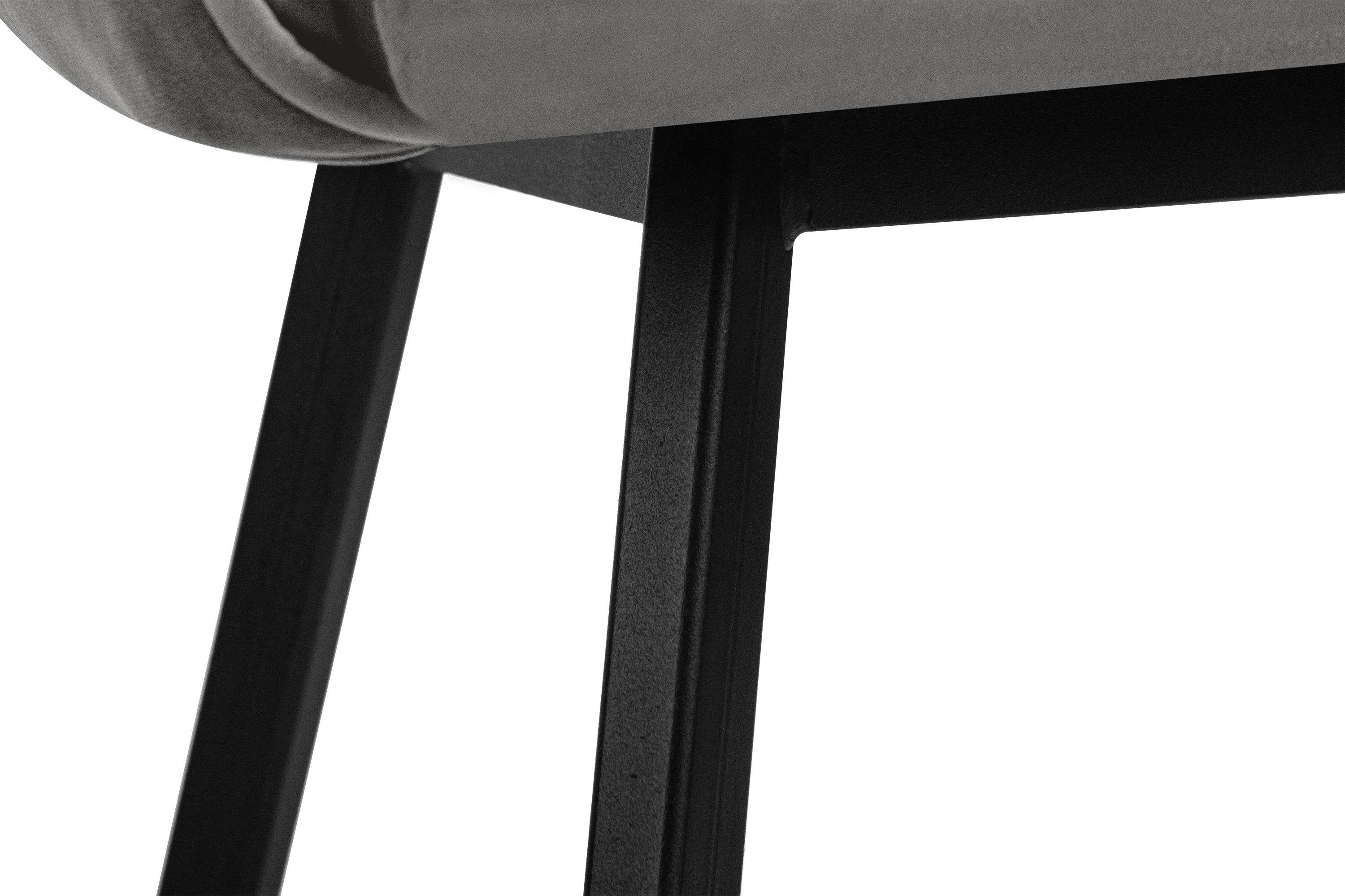 Konsimo Polsterstuhl PYRUS Wohnzimmerstühl schwarzer St), / grau EU Velours-Sitz, in 1 Metallrahmen, grau Esstischstühl | der (Esszimmerstühl, hergestellt schwarz