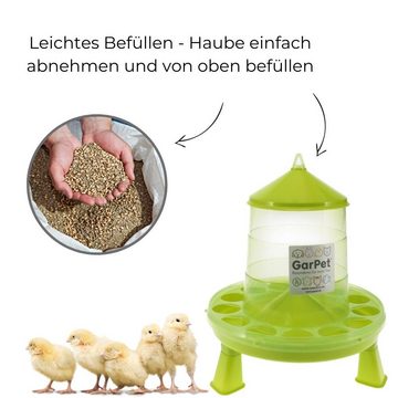 GarPet Futterspender Futterautomat Hühner mit Stand Füßen Futterspender Futtertrog 2 Kg