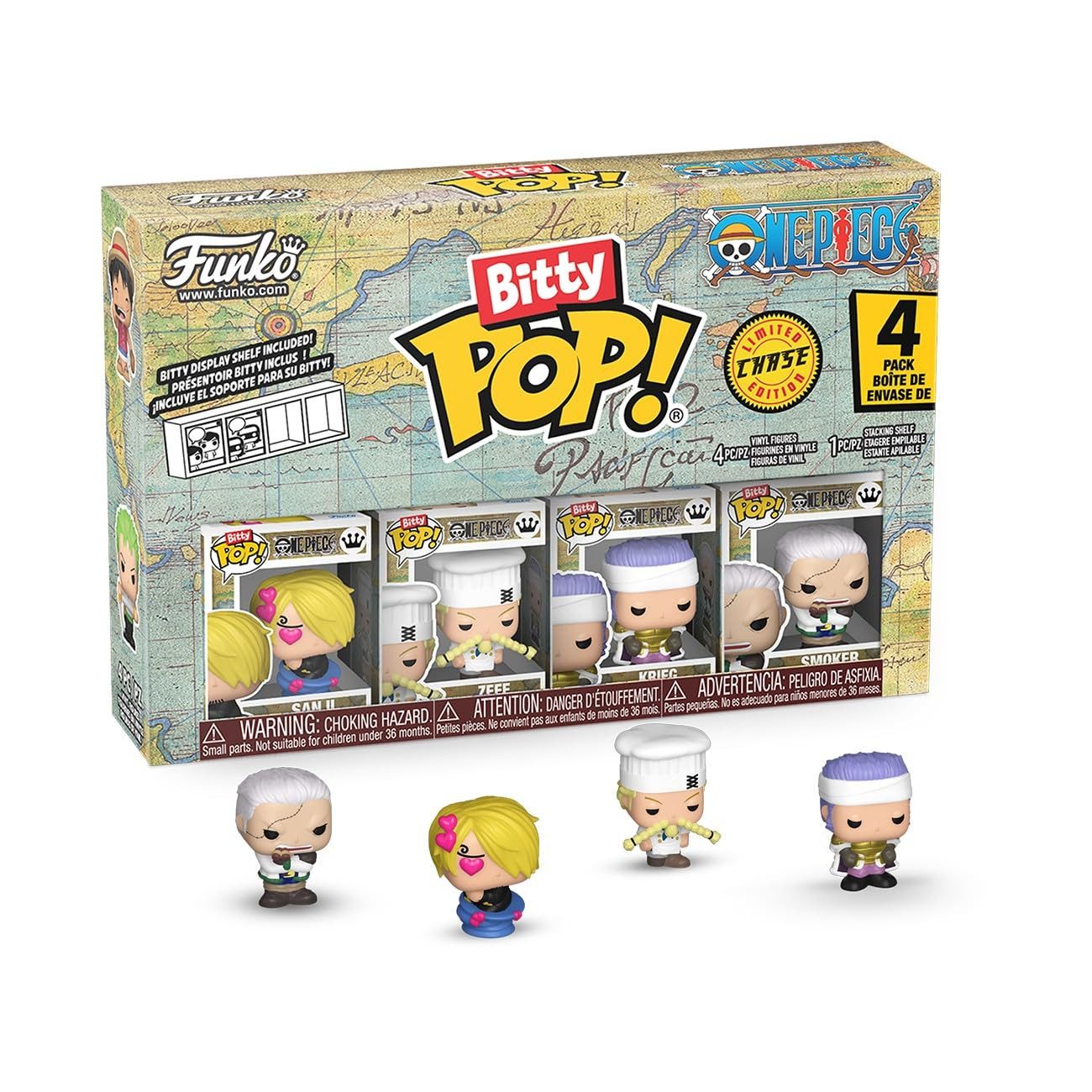 Funko Sammelfigur One Piece Sanji Zeff Krieg Bitty Pop! 4er (4 St), Bitty Pop! Mini-Figuren im 4er-Pack