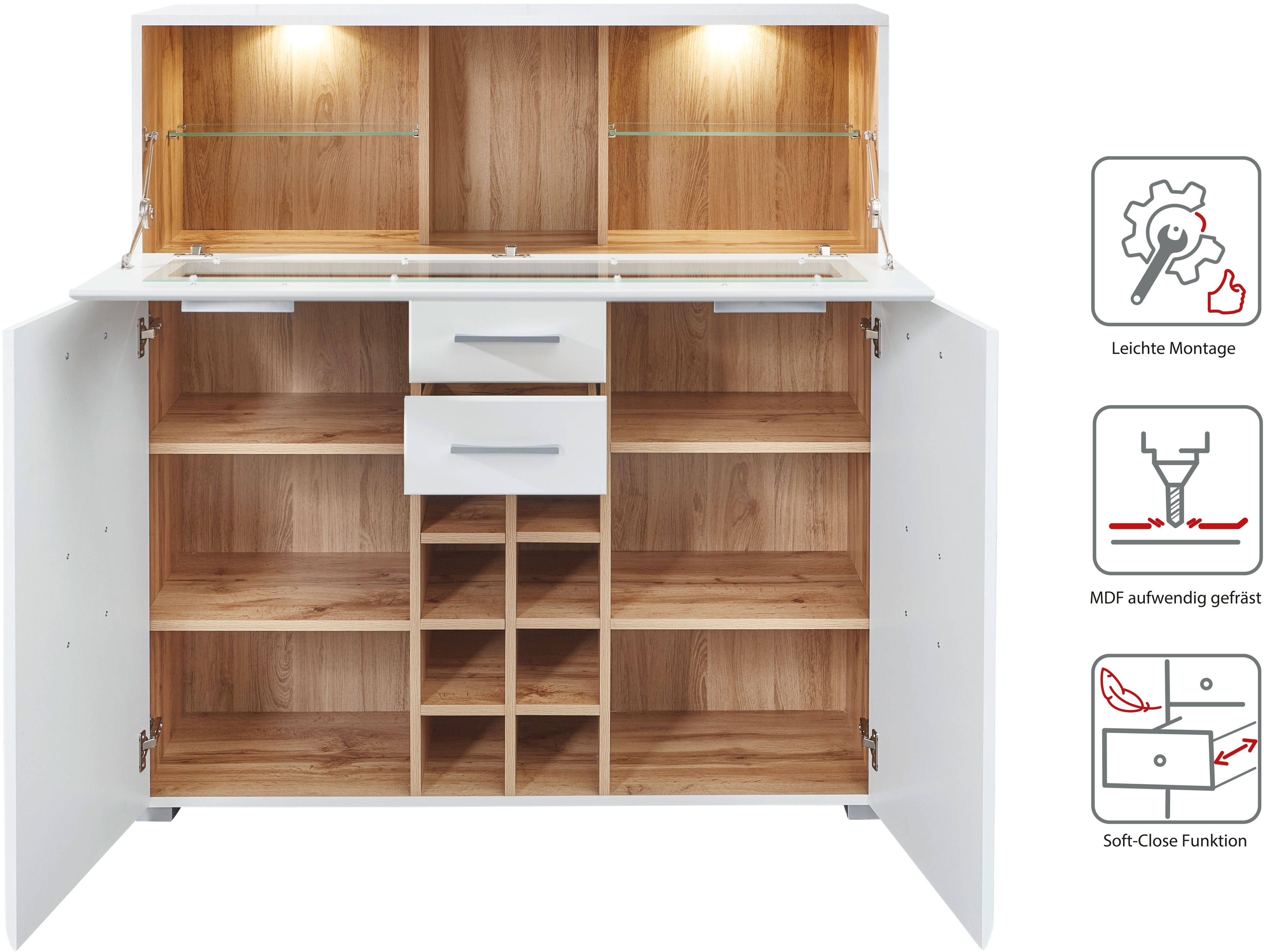 Innostyle Barschrank "FUN PLUS II", 2 Holztüren, 19 Fächer, 1 Klappe, Softc günstig online kaufen