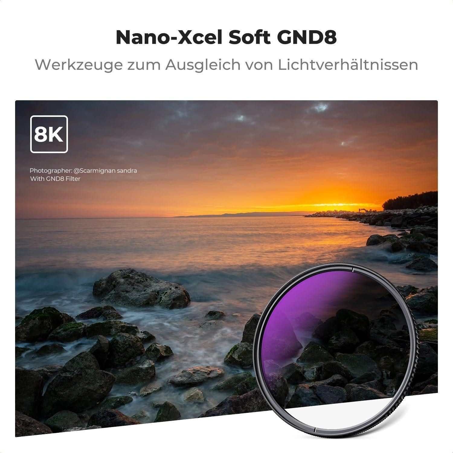 LuxusKollektion 82mm Nano-X Soft GND8 Verlaufsfilter ND0,9 Grauverlauf Filter Verlaufsfilter
