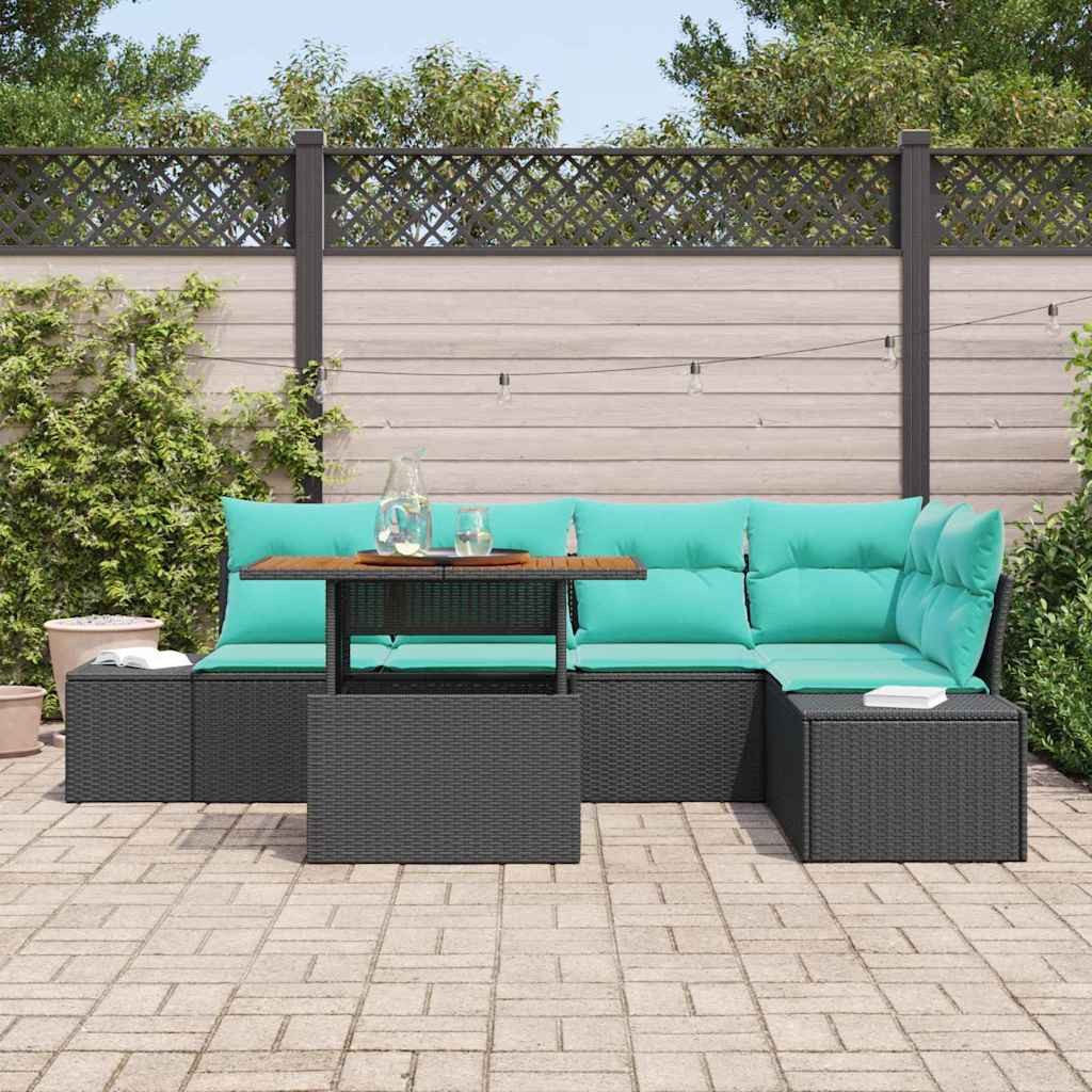 vidaXL Loungesofa Garten-Sofa-Set 6 stk. 5-Sitzanzahl Schwarz und Teal, 6 Teile