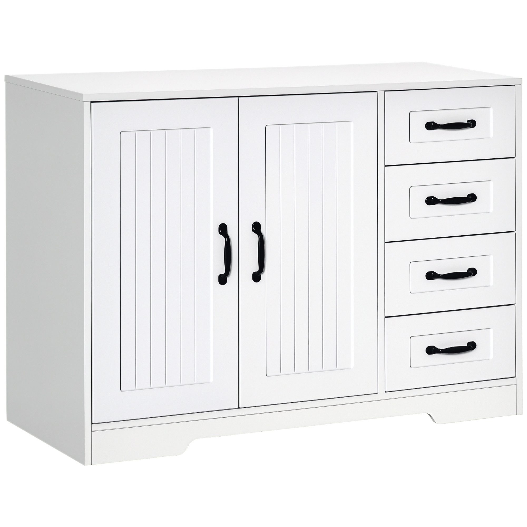 HOMCOM Sideboard Sideboard Aufbewahrungsschrank mit 4 Schubladen (Aufbewahrungsschrank, 1 St., Küchenschrank), für Wohnzimmer, 105 x 40 x 76 cm, Weiß