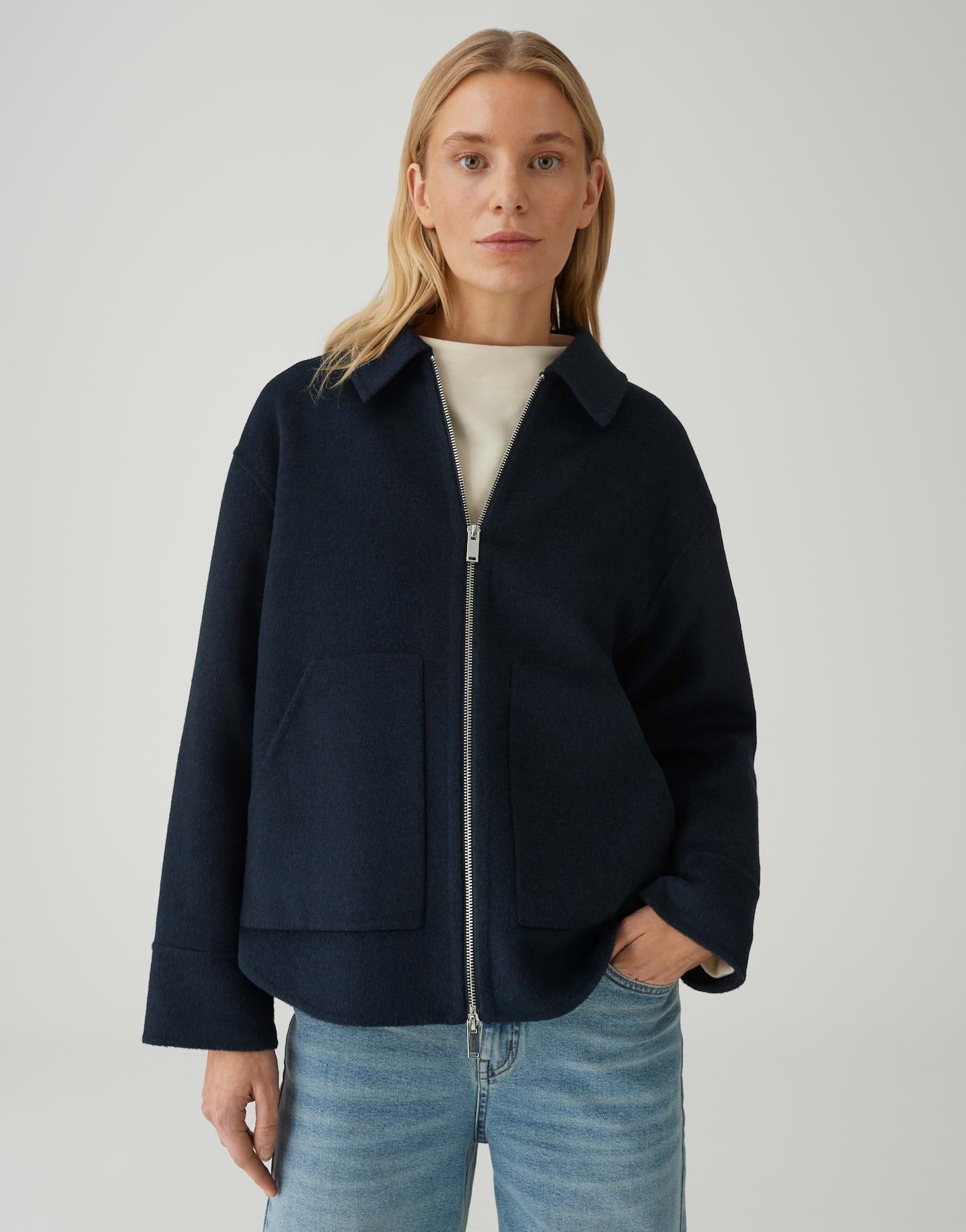 OPUS Wolljacke HILLVYN aus hochwertigem Wolle Mix Weite Passform, gerader Schnitt, überschnittene Schulter