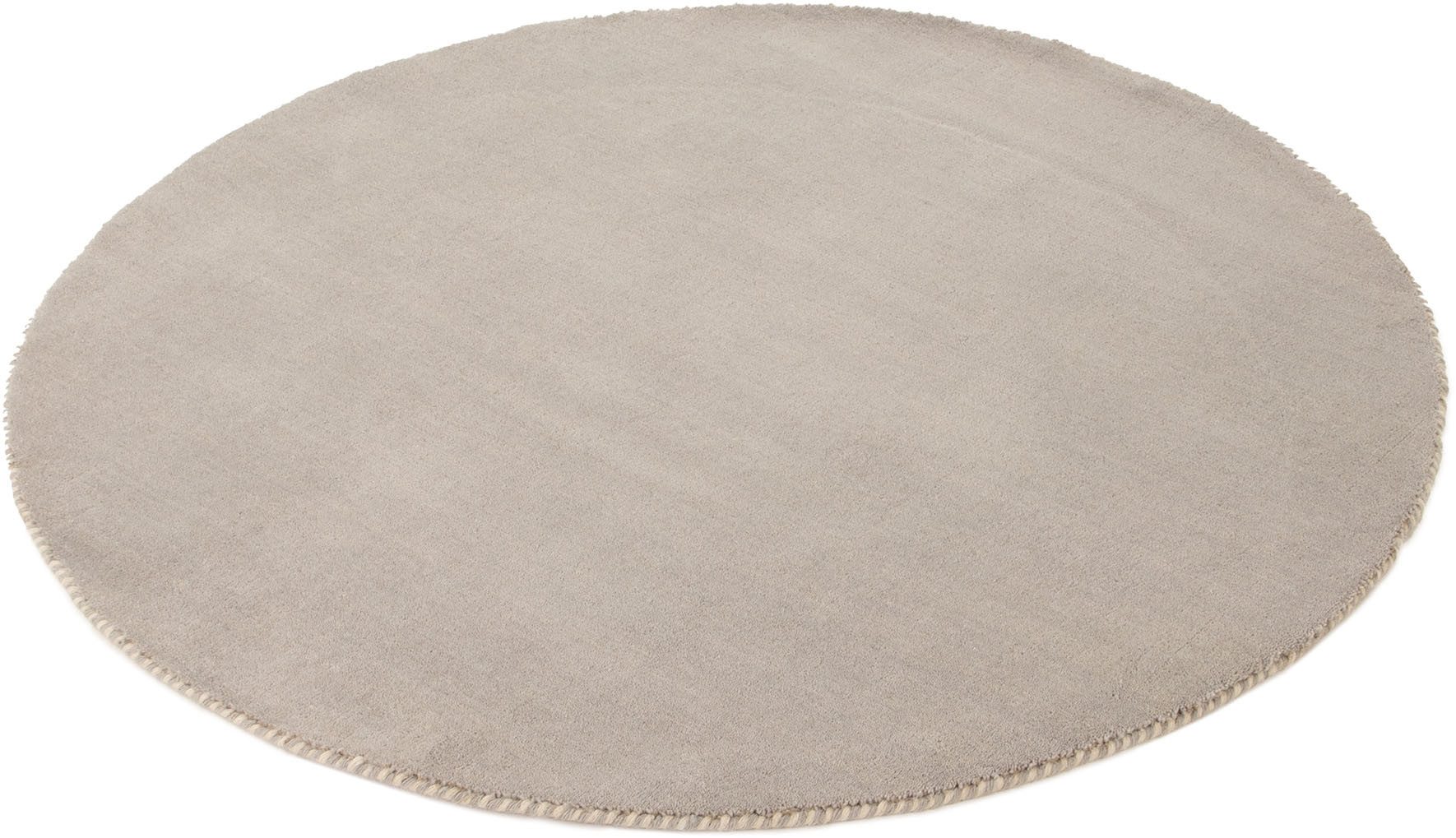 carpetfine Wollteppich Gabbeh Lola Uni, rund, Höhe: 14 mm, mit natürlichem Pflanzenmaterial von Hand gewebt, auch in Rund – Bild 2 von 5