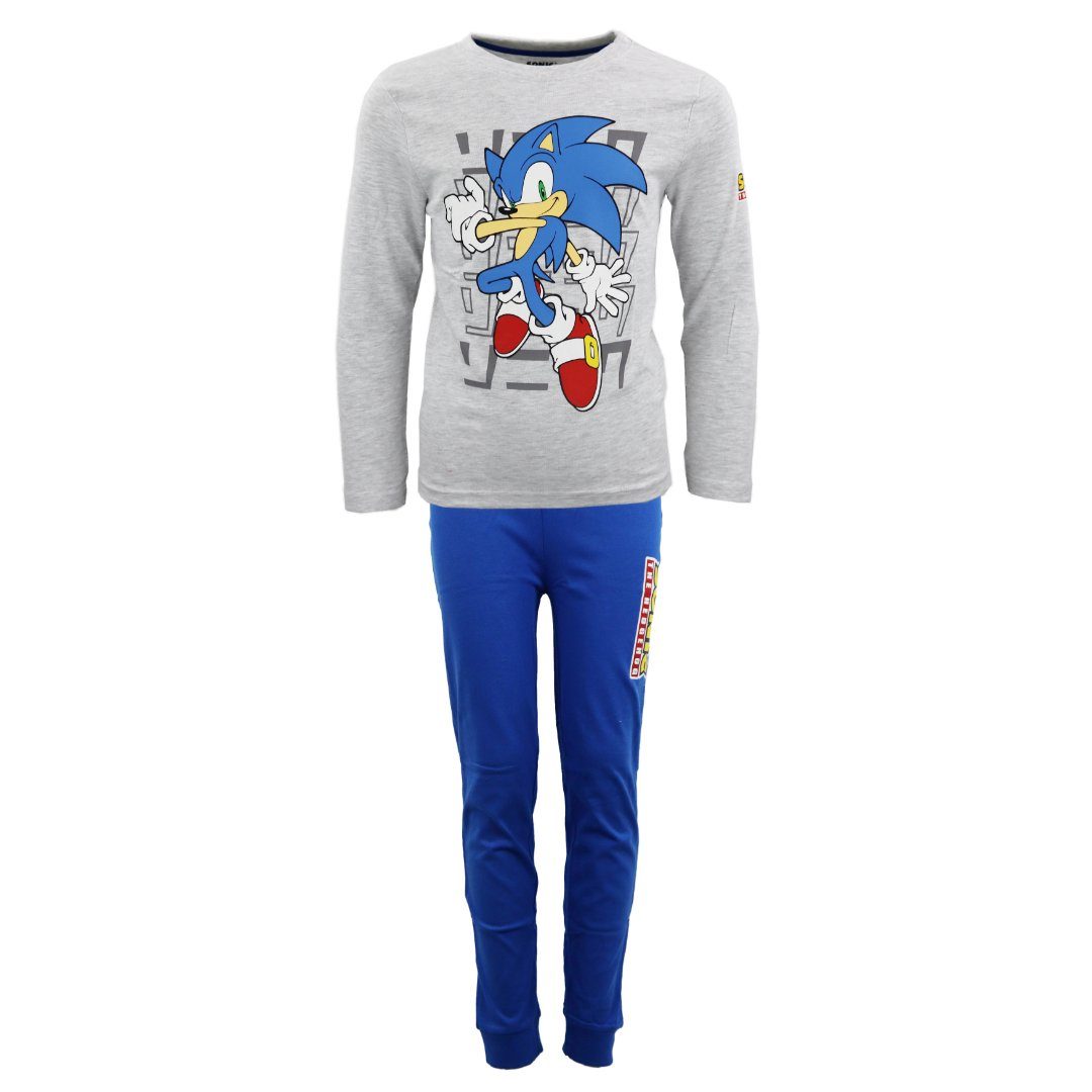 Sonic SEGA Schlafanzug Sega Sonic The Hedgehog Jungen Kinder Pyjama Gr. 104 bis 134 Grau