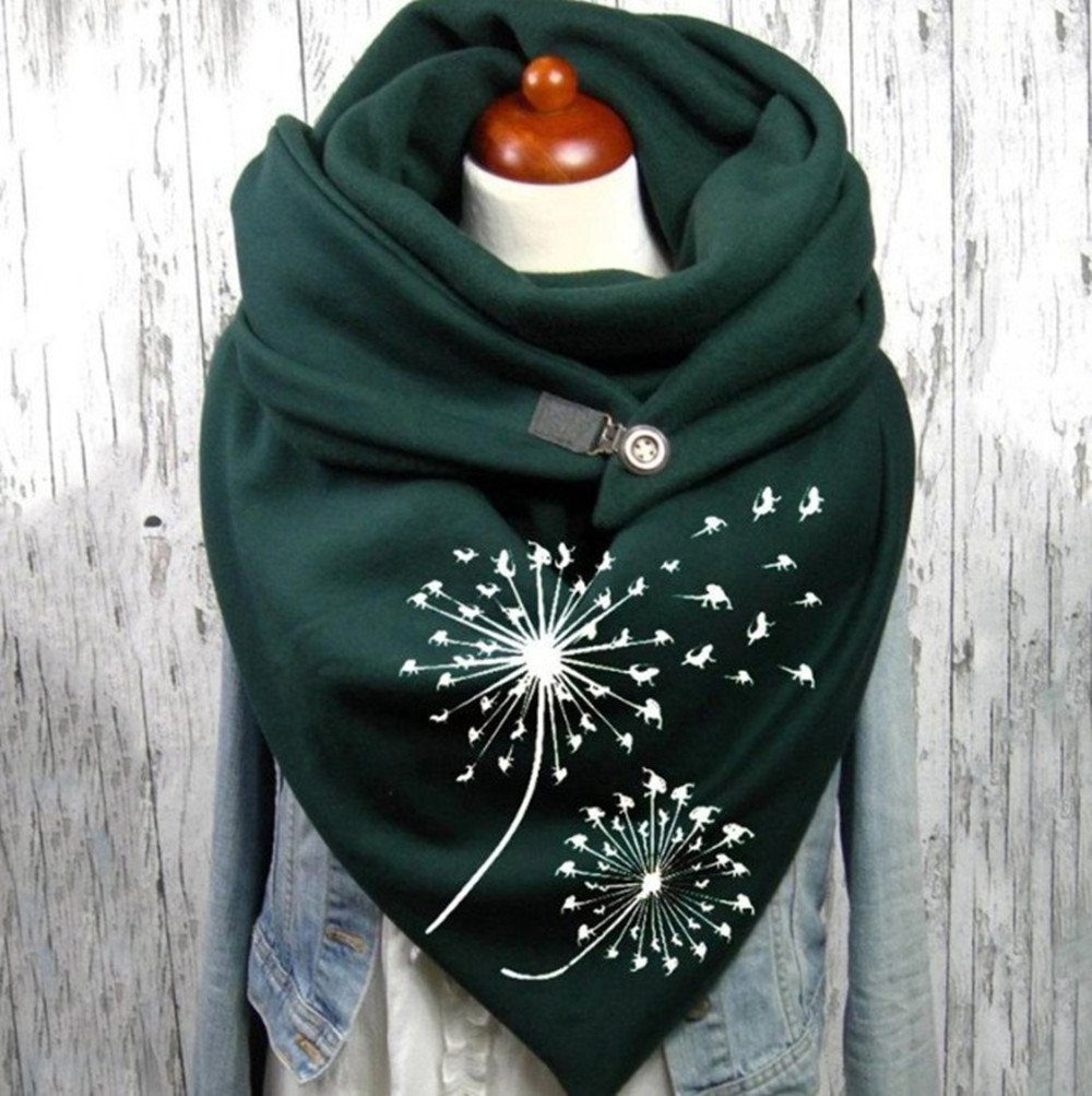 XDeer Modeschal Damen Шали Warmer Dreieckschal weicher Winterschal Herbstschal, Mode Drucken Halstuch Scarf Poncho Cape mit Knopf Soft Wrap