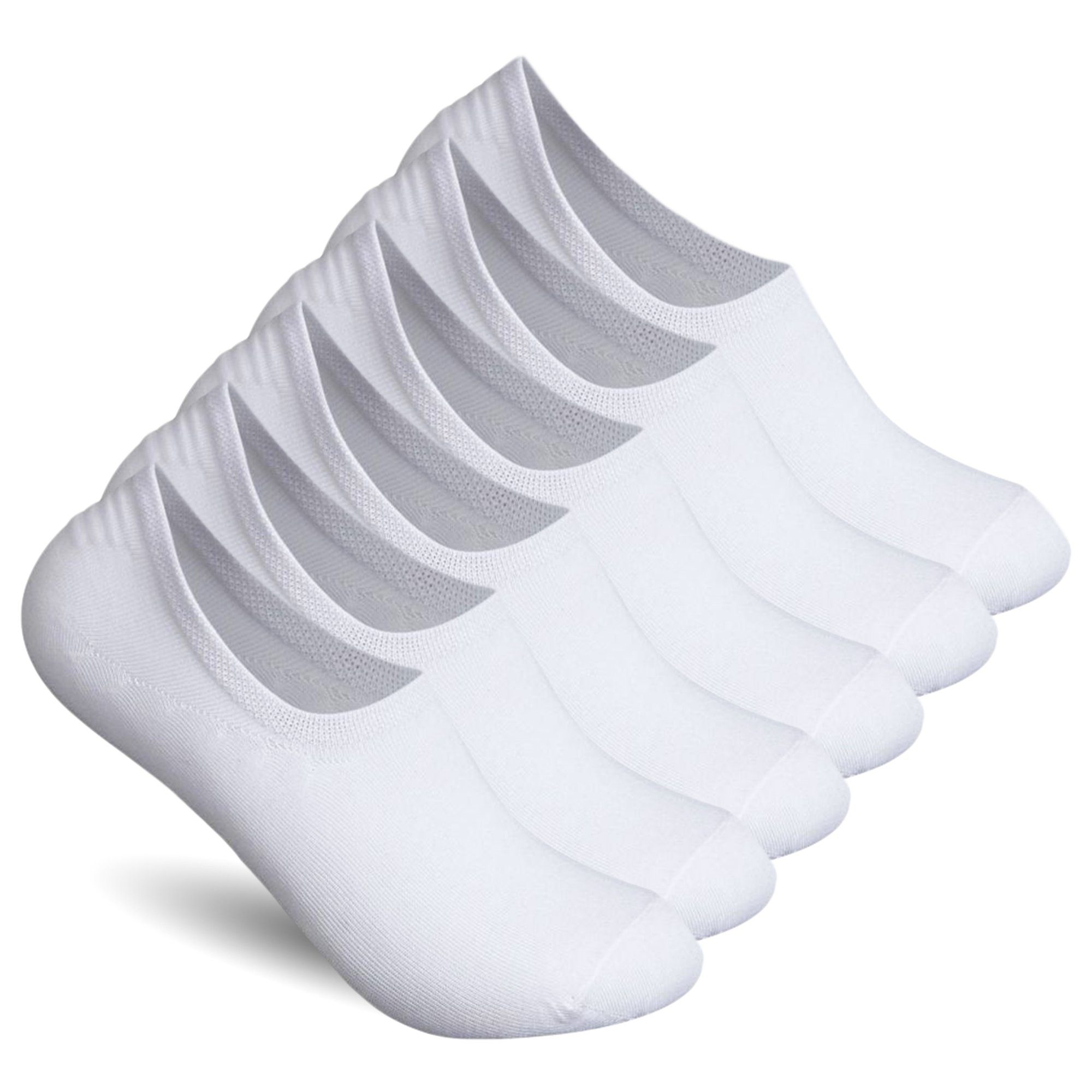 TEXEMP Füßlinge 6 - 18 Paar Invisible Sneaker Socken Damen & Herren Gekämmte Baumwolle (Packung, 6-Paar) Unsichtbar & Rutschfest in den Schuhen Weiß