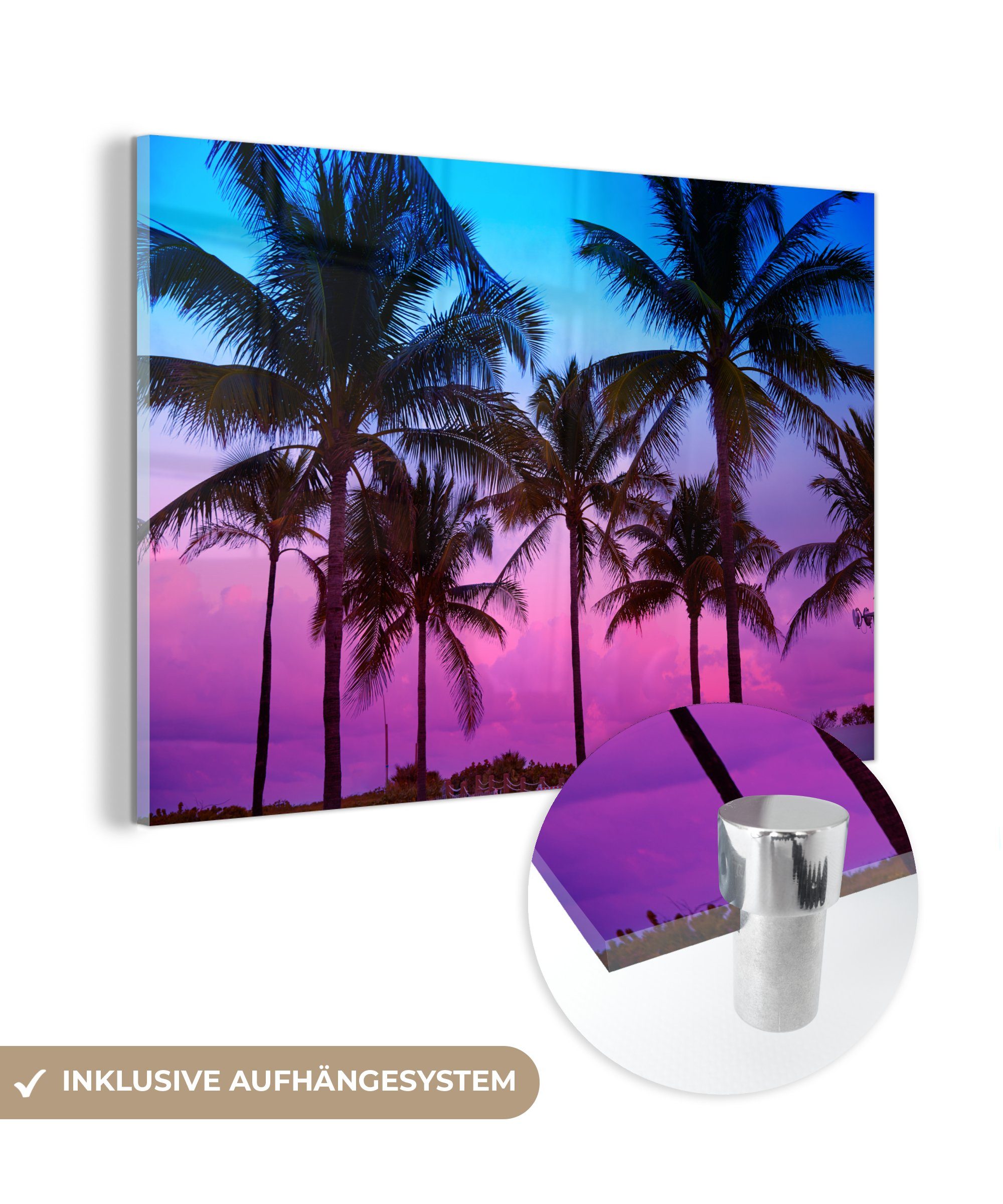 MuchoWow Acrylglasbild Palmen - Silhouette - Sommer, (1 St), Acrylglasbilder Wohnzimmer & Schlafzimmer