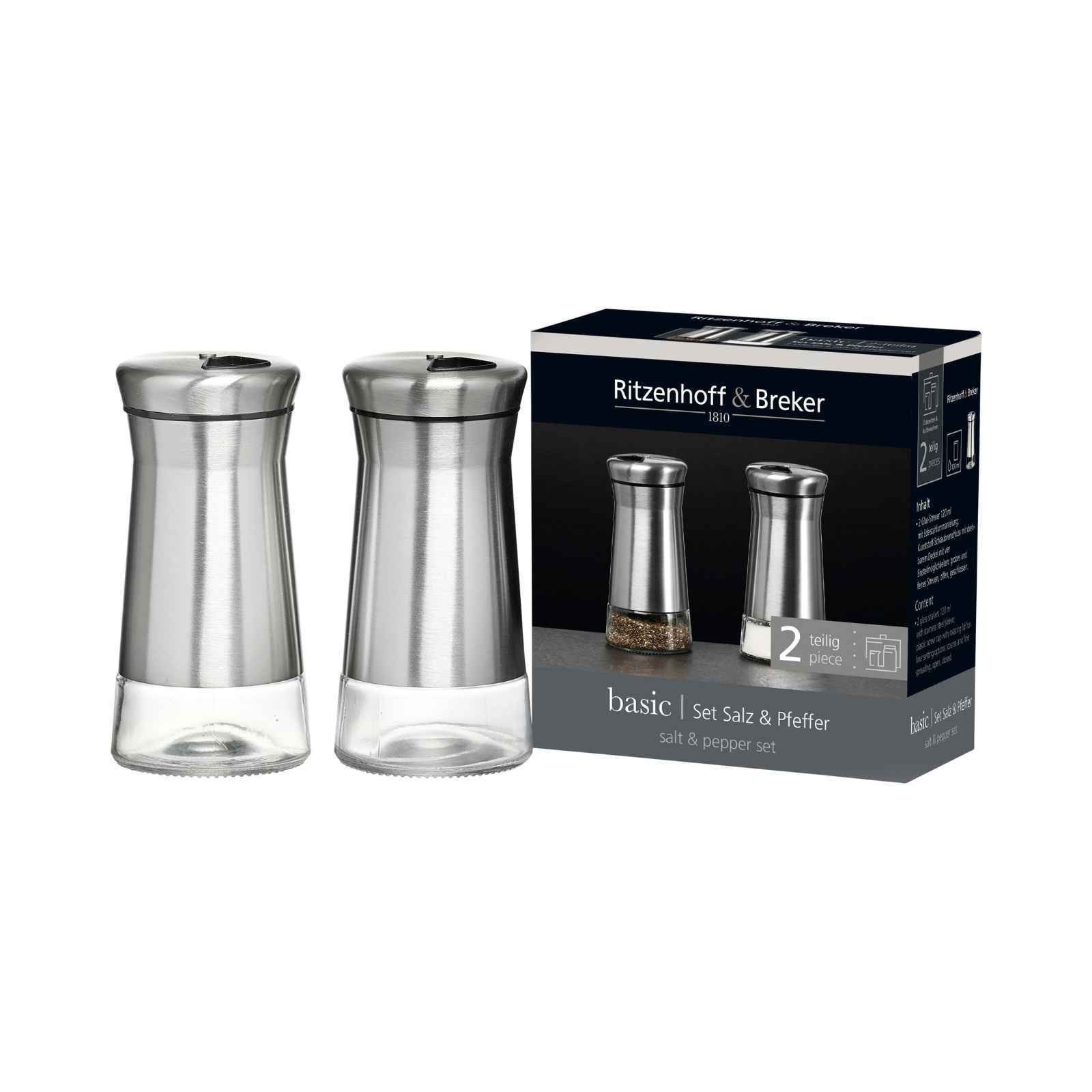 Ritzenhoff & Breker Salz- / Pfefferstreuer Basic Salz- & Pfefferstreuer 120 ml 2-tlg., (1x Salzstreuer, 1x Pfefferstreuer, 2-tlg)