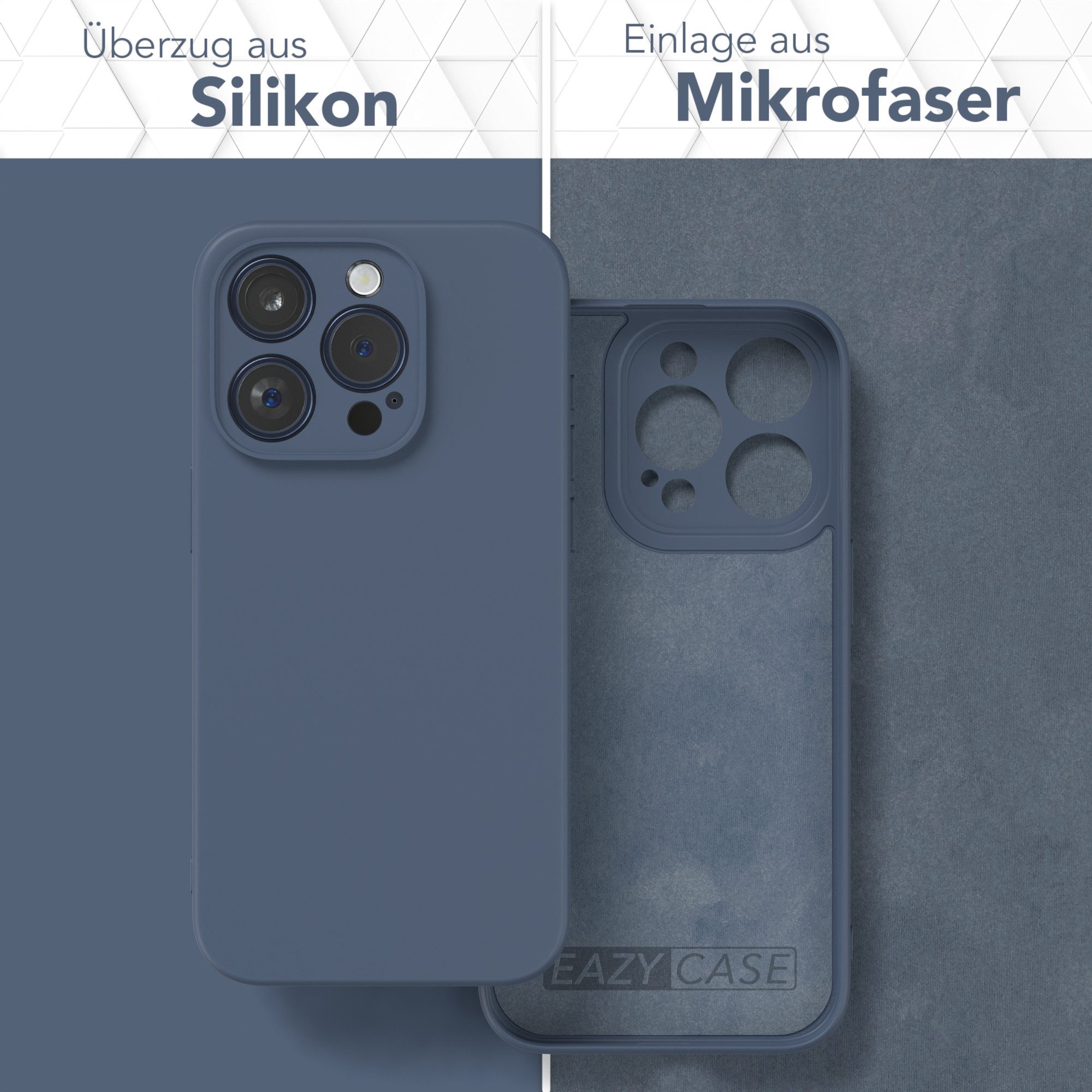 EAZY CASE Handyhülle für Apple iPhone 15 Pro Hülle Silikon 6,1 Zoll, Handy Softcase mattierte Silikonhülle Back Cover Soft Blau / Petrol