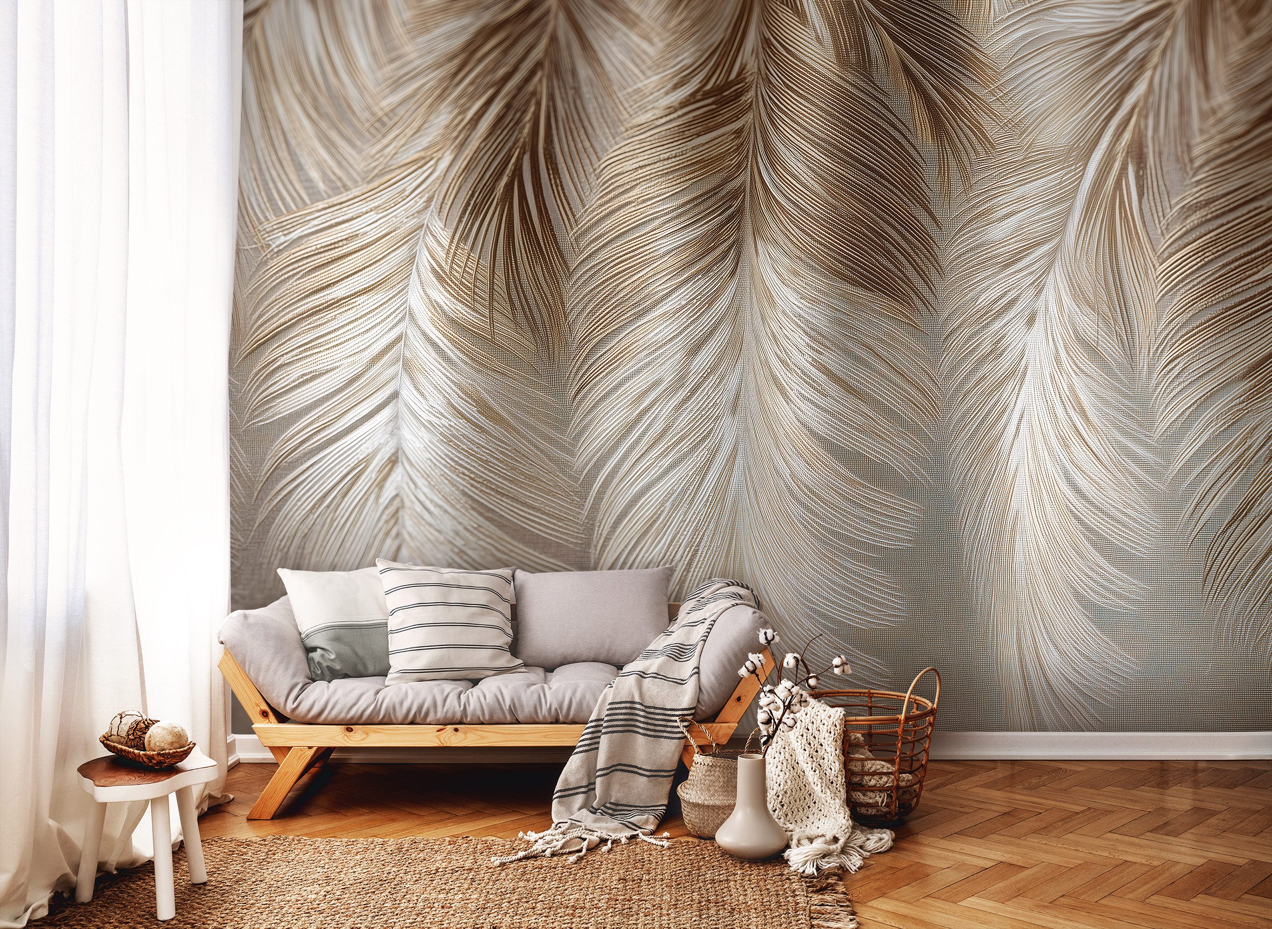 Wallarena Fototapete Federn Weiß Beige Vlies Tapete Wohnzimmer Schlafzimmer günstig online kaufen