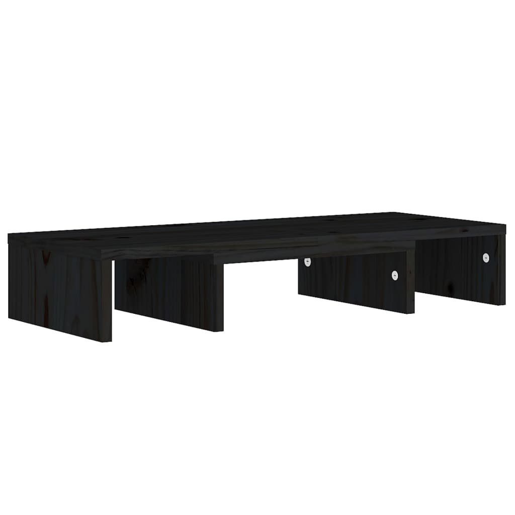Schwarz cm TV-Schrank vidaXL Massivholz (1-St) Monitorständer Kiefer 60x24x10,5