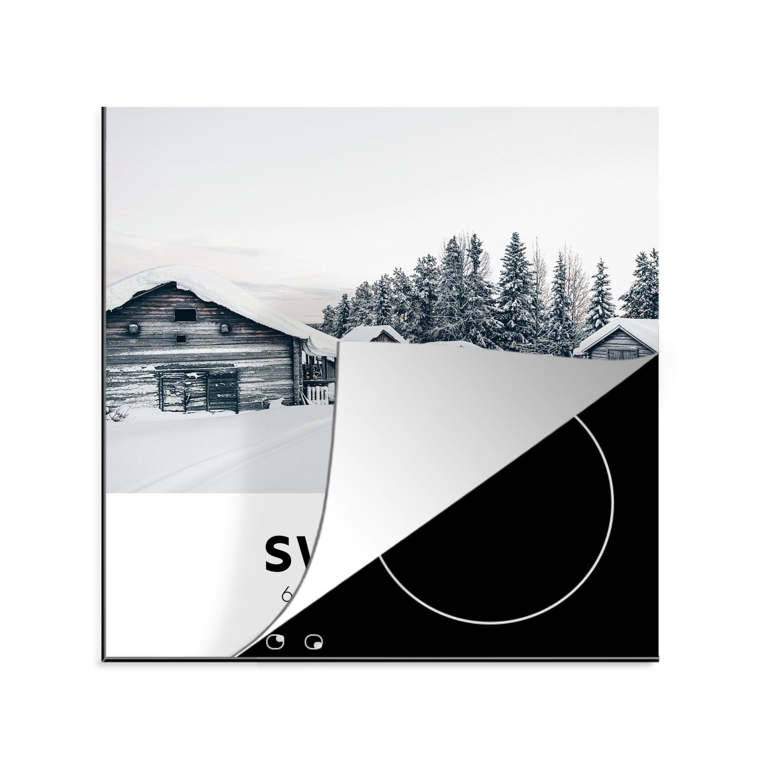 MuchoWow Herdblende-/Abdeckplatte Schweden - Skandinavien - Schnee - Winter, Vinyl, (1 tlg), 78x78 cm, Ceranfeldabdeckung, Arbeitsplatte für küche