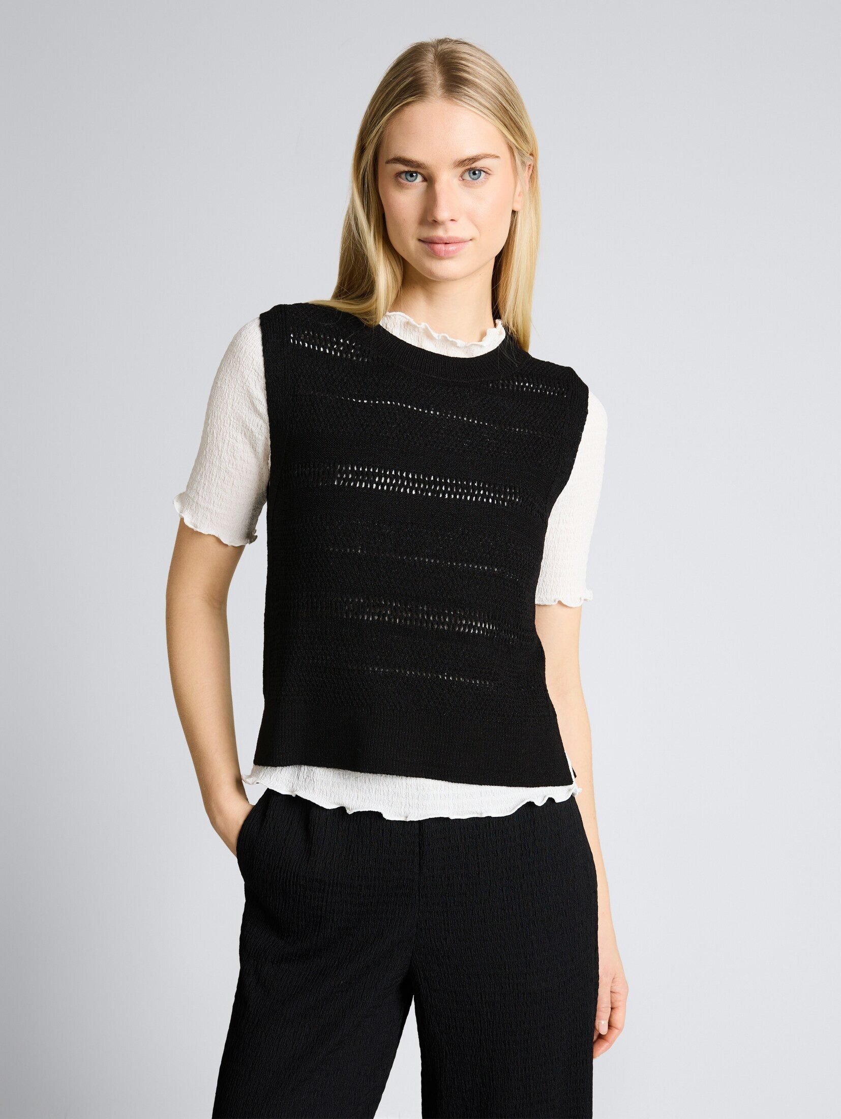 TOM TAILOR Denim Strickpullover Pullover & Strickjacken Pullunder mit Lochmuster