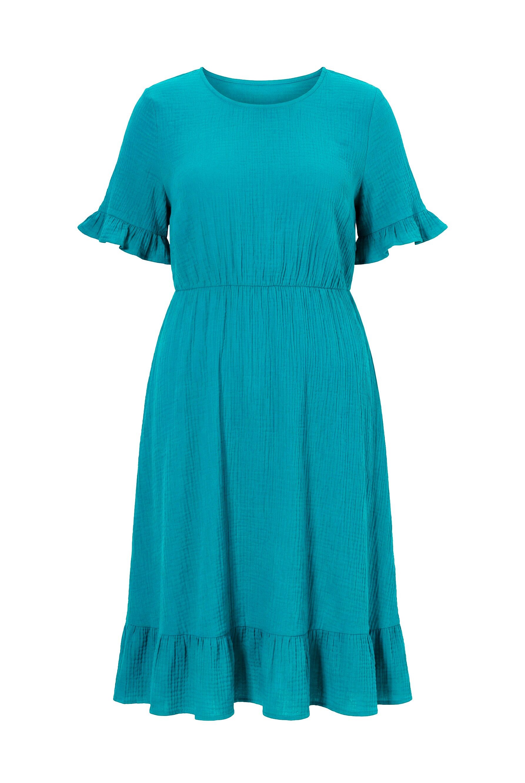 MIAMODA Midikleid Musselinkleid Midilänge Volants Halbarm