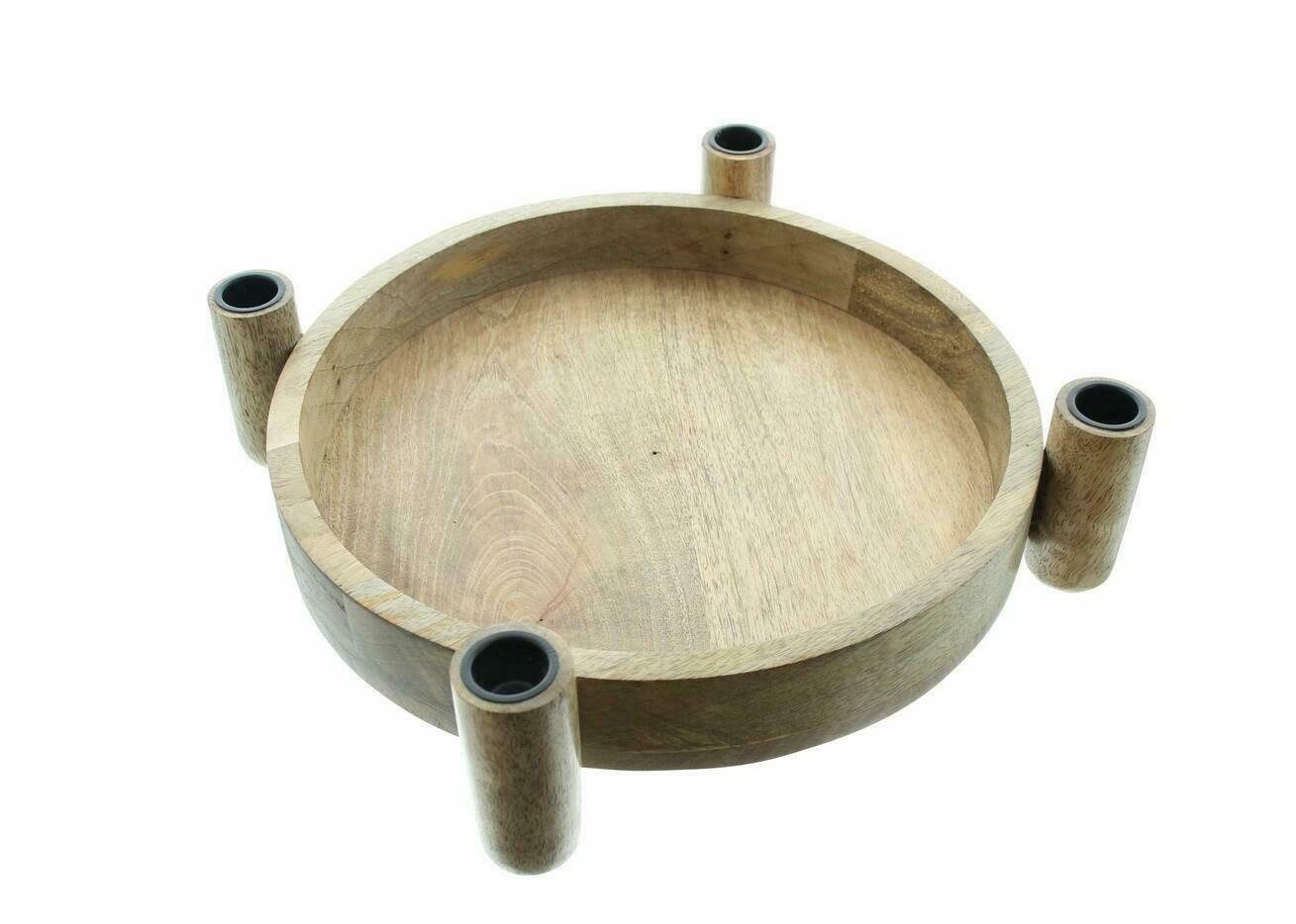 Home-trends24.de Kerzenhalter Tablett Halter Tafel Stabkerzen Tisch Mango Holz Adventskranz