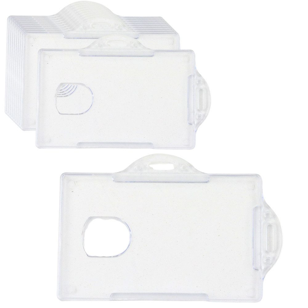 LEAN TOYS Schutz-Set Ausweishalter Kartenhalter Namensschildhülle, Hartplastik, 10er-Set, horizontal, Befestigungslöcher