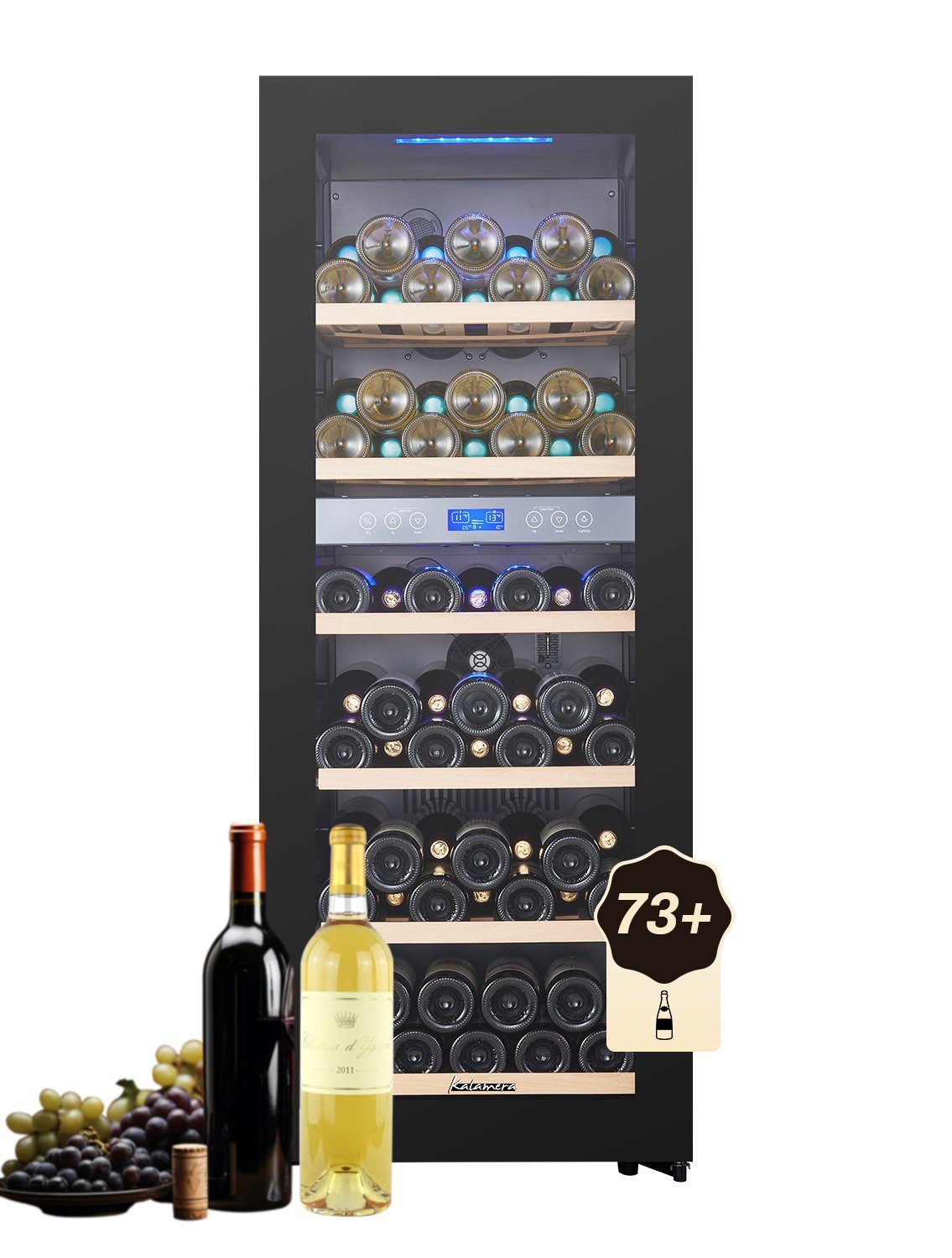 kalamera Weinkühlschrank KRC-200BFG, für 73 Standardflaschen á 0,75l,2 Zonen | Weinkühlschränke