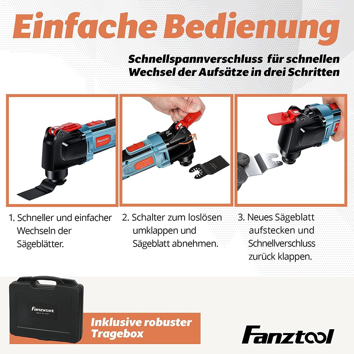 Fanztool Akku-Multifunktionswerkzeug FANZTOOL Akku Multifunktionswerkzeug, 20V EC Motor