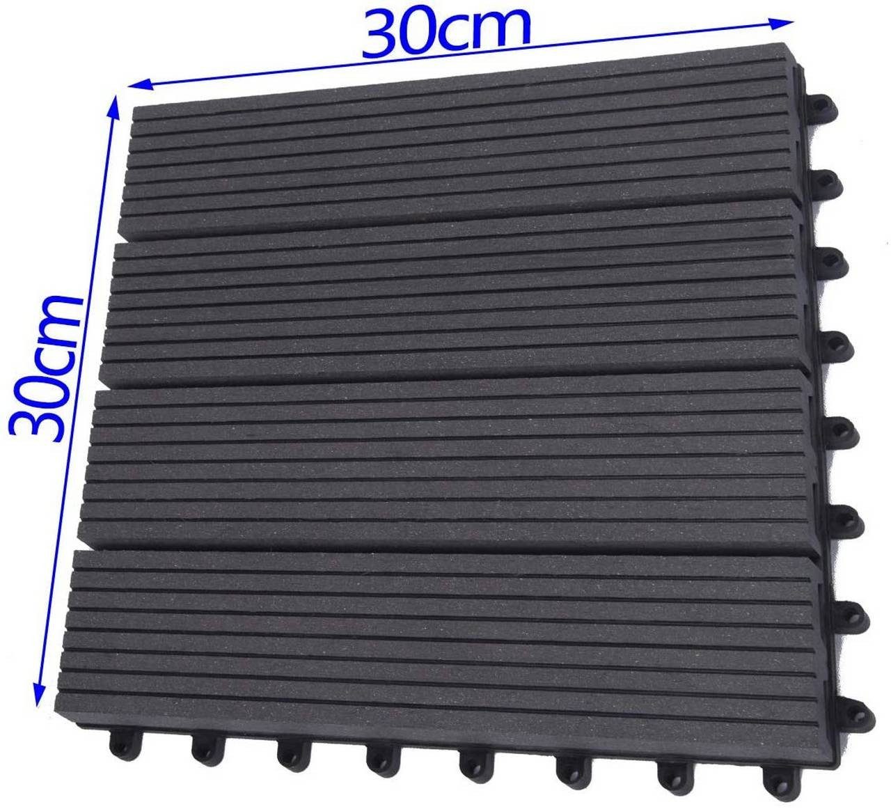EUGAD Terrassenplatte, WPC 300x300, Anthrazit, 11 Stücke für 1m², wetterfest