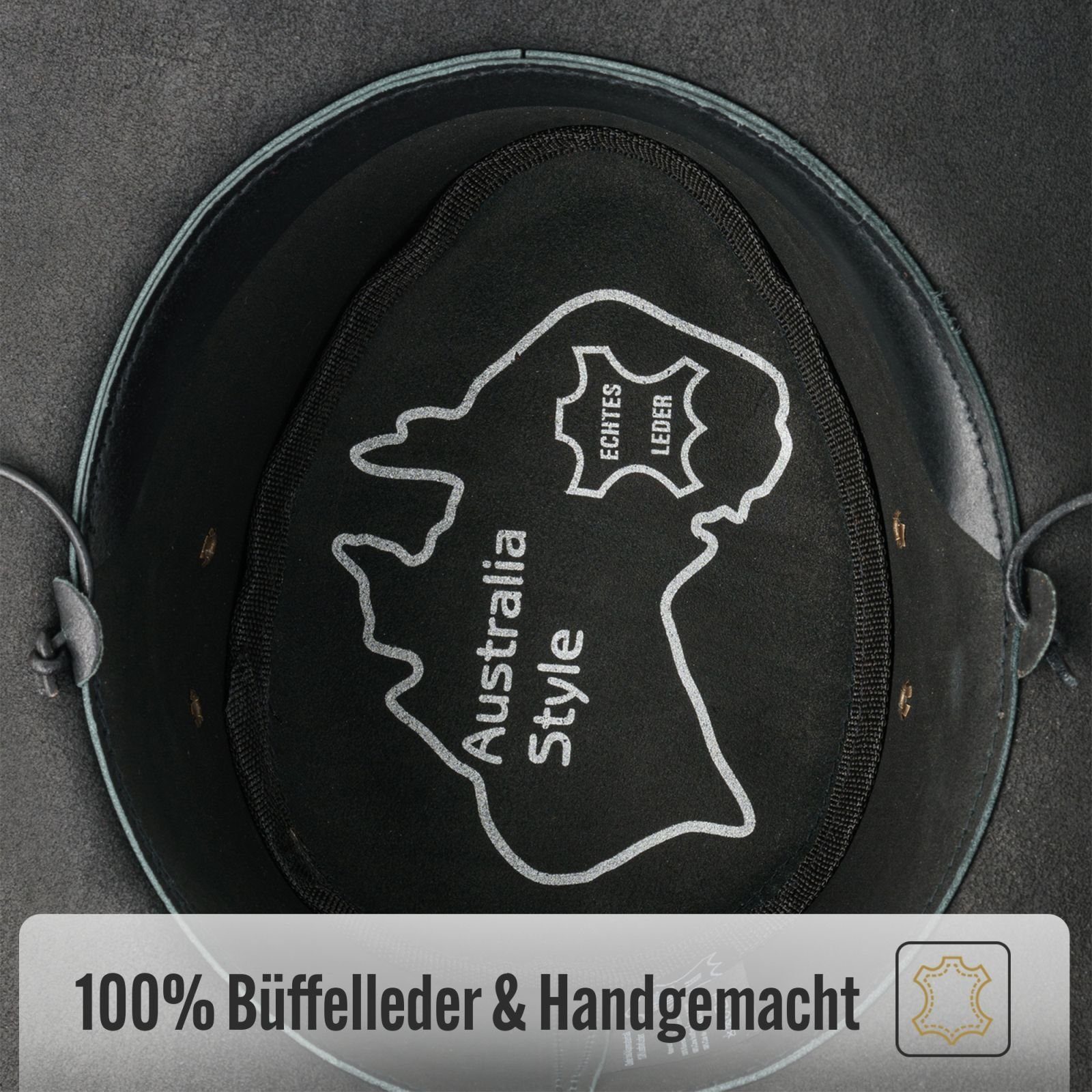 BLACK FOREST FOX Cowboyhut MELBOURNE Unisex Cowboy Western Wickel Rindsleder Hut Black Größe S