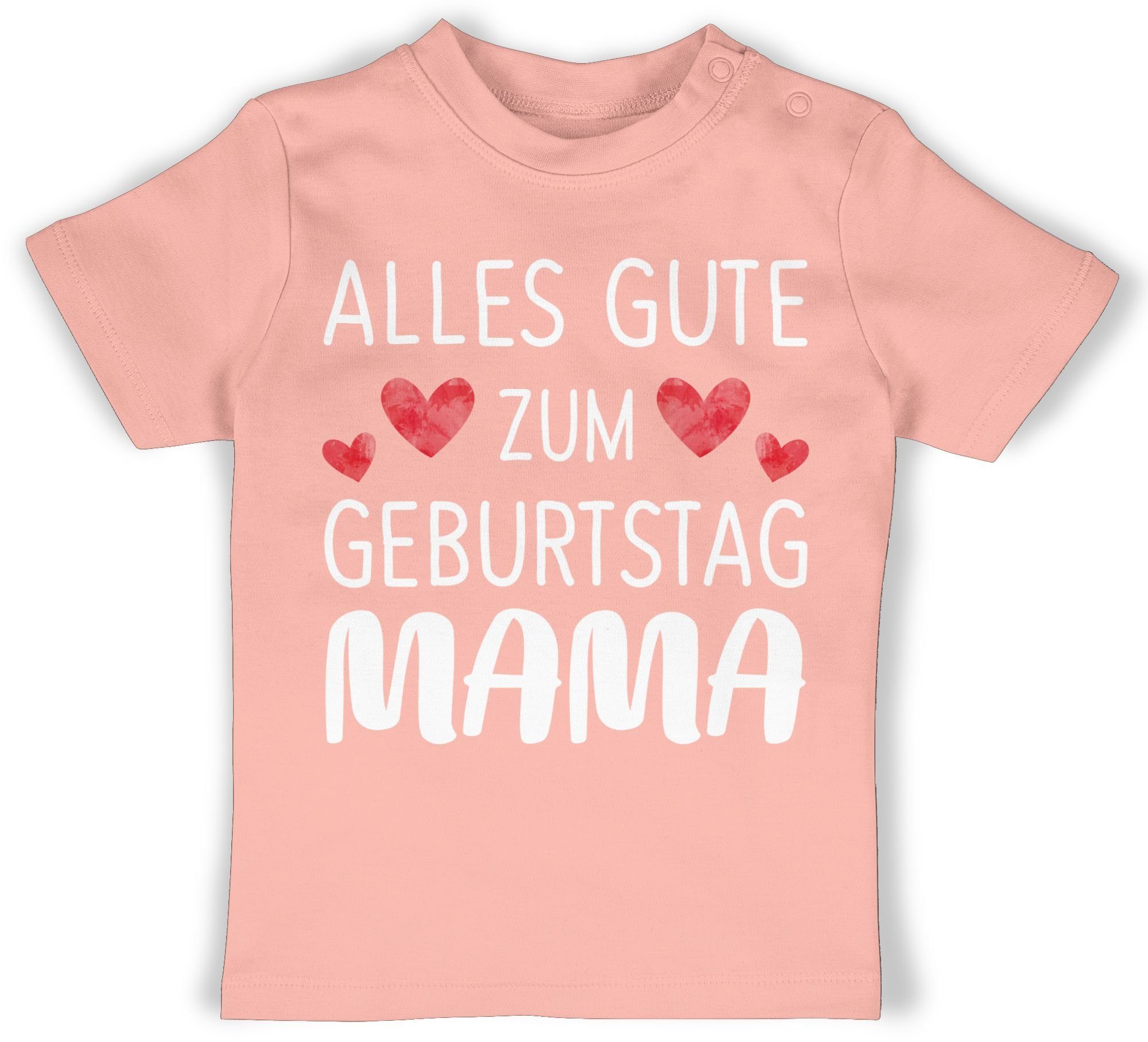 Mama zum Babyrosa T-Shirt 2 Alles gute Geburtstag Baby Sprüche Shirtracer weiß