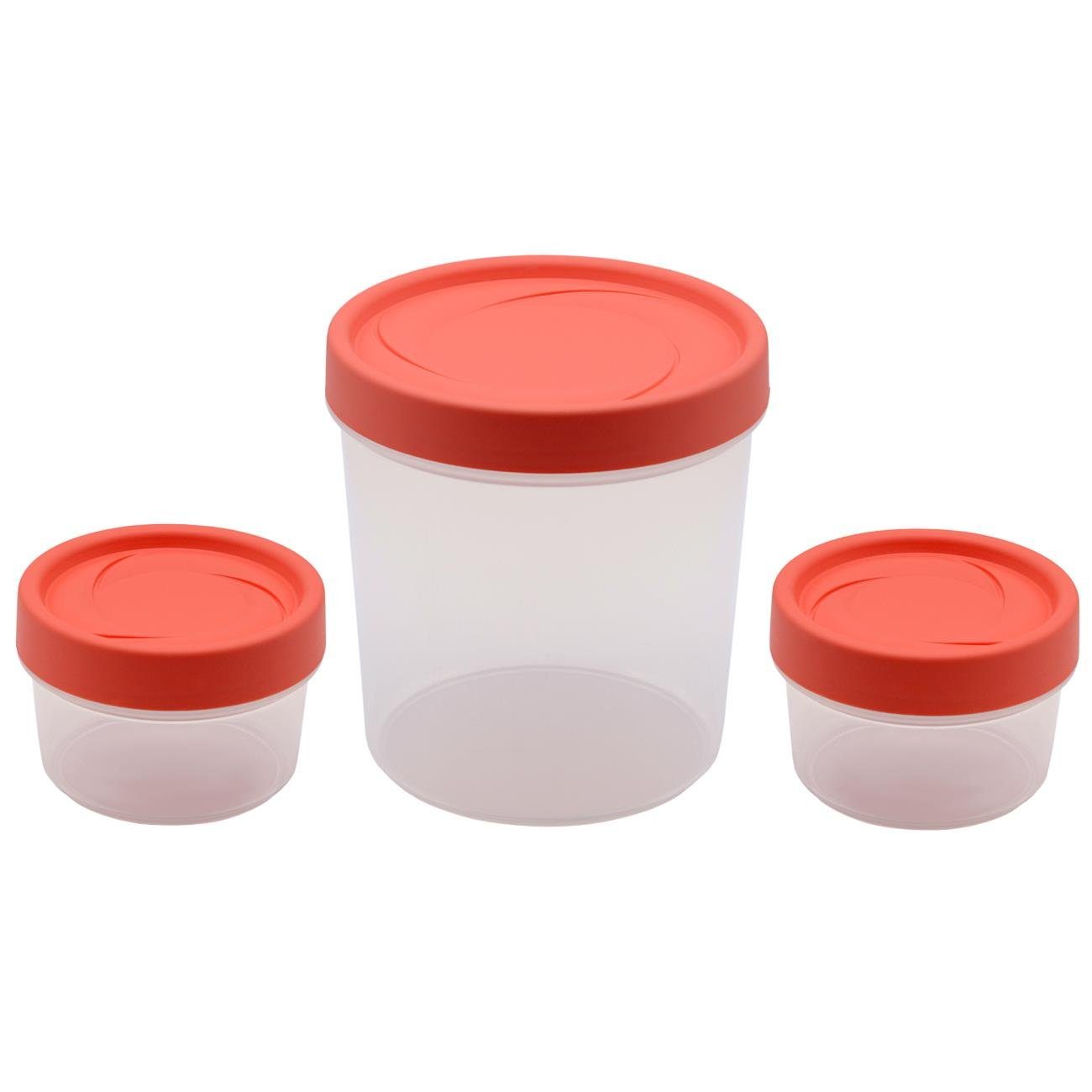 Engelland Vorratsdose Gewürzdosen Set mit Schraubdeckel, Kunststoff, (Vorteils-Set, 3-tlg., stapelbar), Plastikdose, BPA-frei, lebensmittelecht, rund