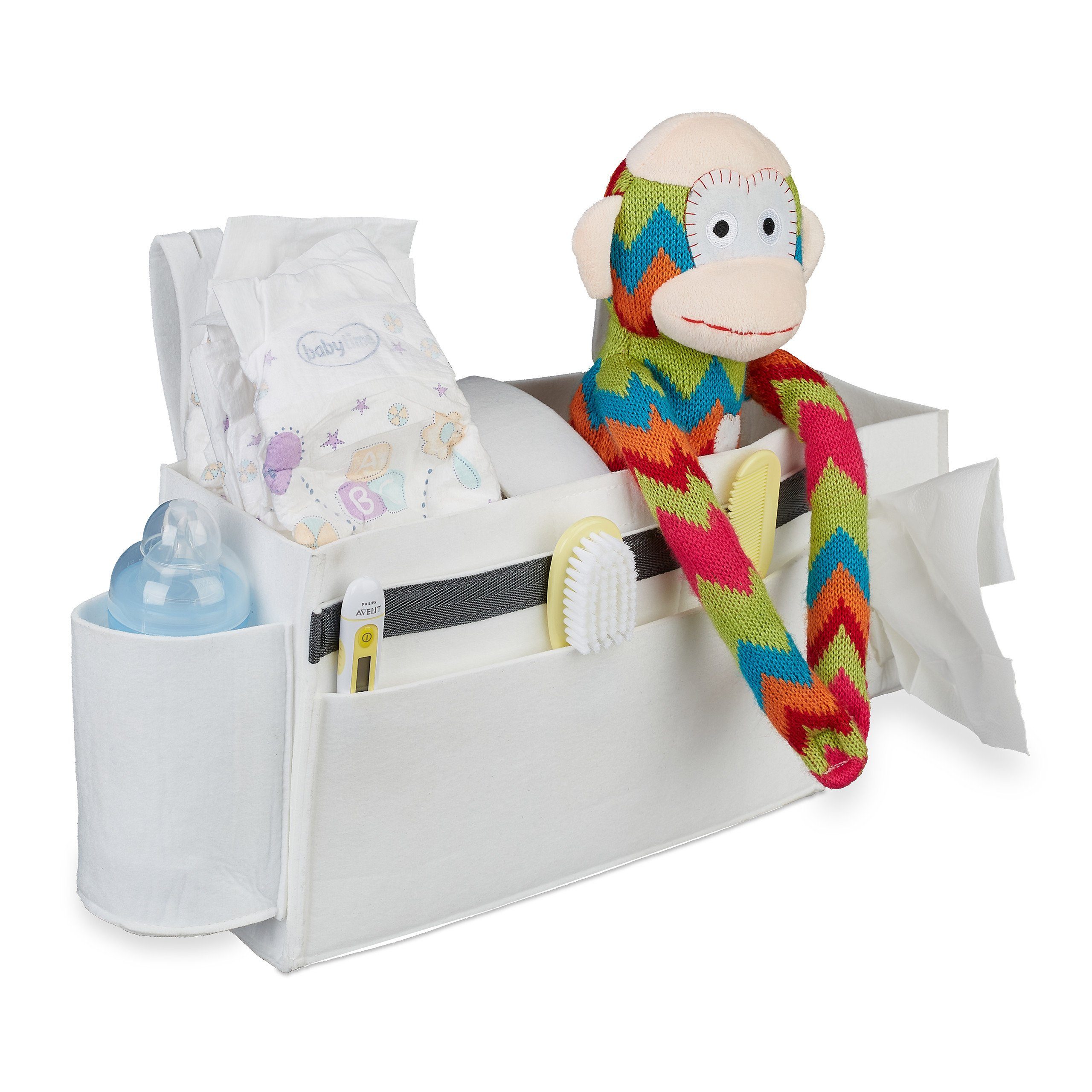 relaxdays Betttasche für Hochbett aus Filz (1-tlg), weiß