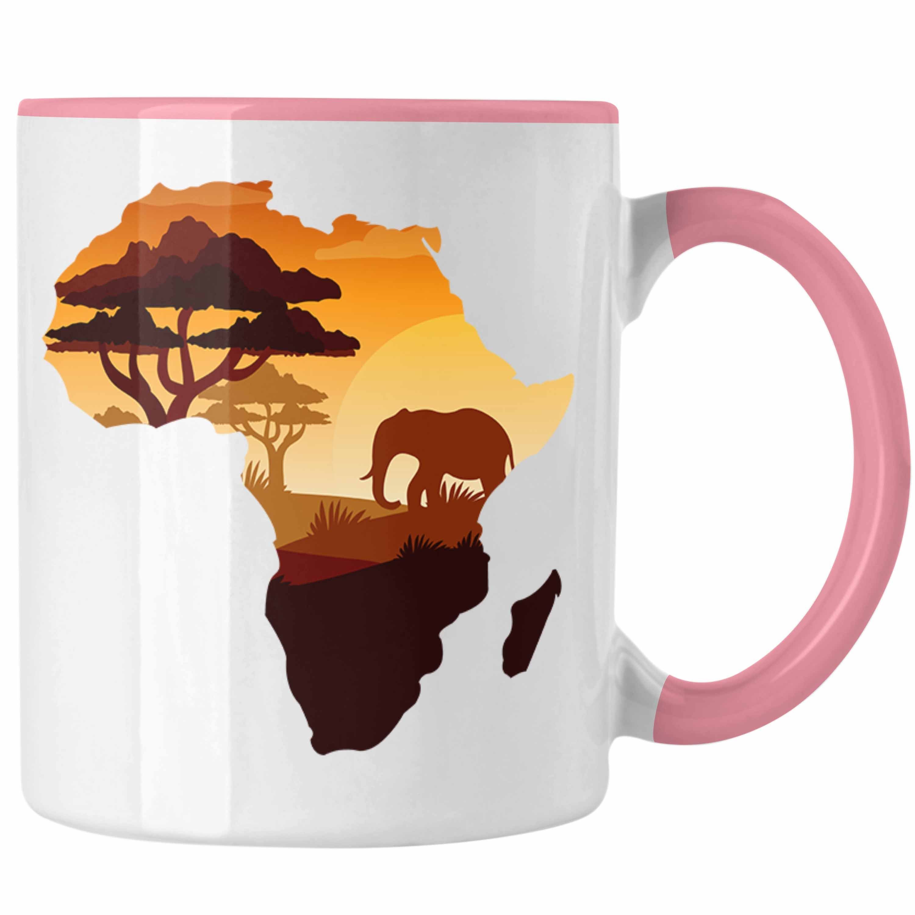 Trendation Tasse Tasse Afrika Safari Tierliebhaber Abenteurer Afrika Map Geschenkidee Rosa