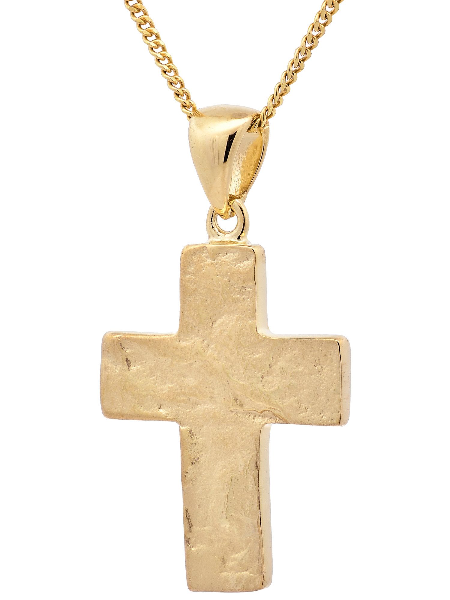 Kreuzanhänger Gold Anhänger Kreuz mit Goldkette massiv 333 - 8 Karat Gold 36 cm