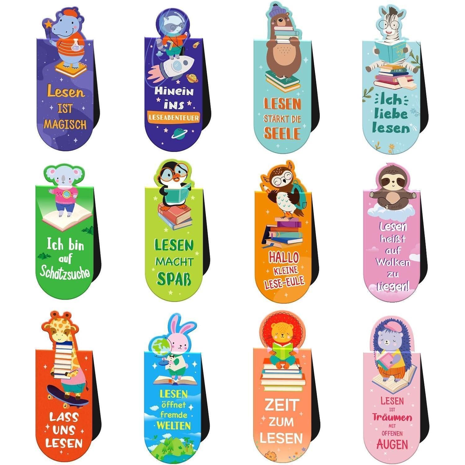 LuxusKollektion Dekohänger 12er Set Magnetische Tiere Закладка mit Sprüchen - Schultüte