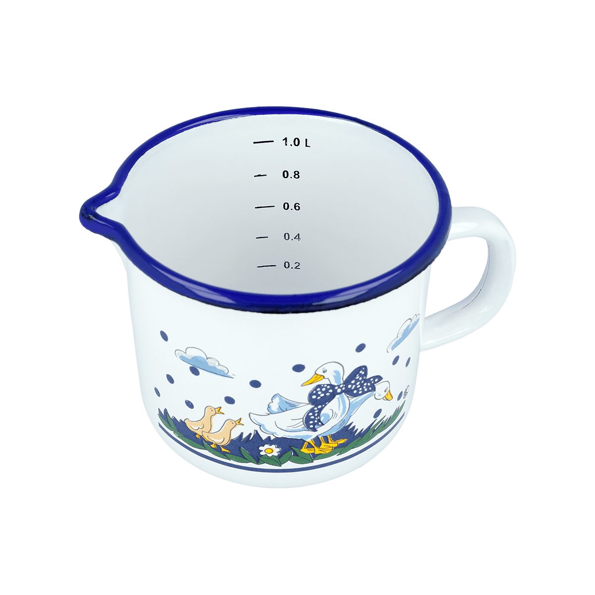 EUROHOME Milchtopf im Landhauslook Milchtopf emailliert mit Messskala 1l, Emaille (1-tlg., Milchtopf Ø12 cm), Milchtopf mit Ausgießer - Milchtopf Induktion