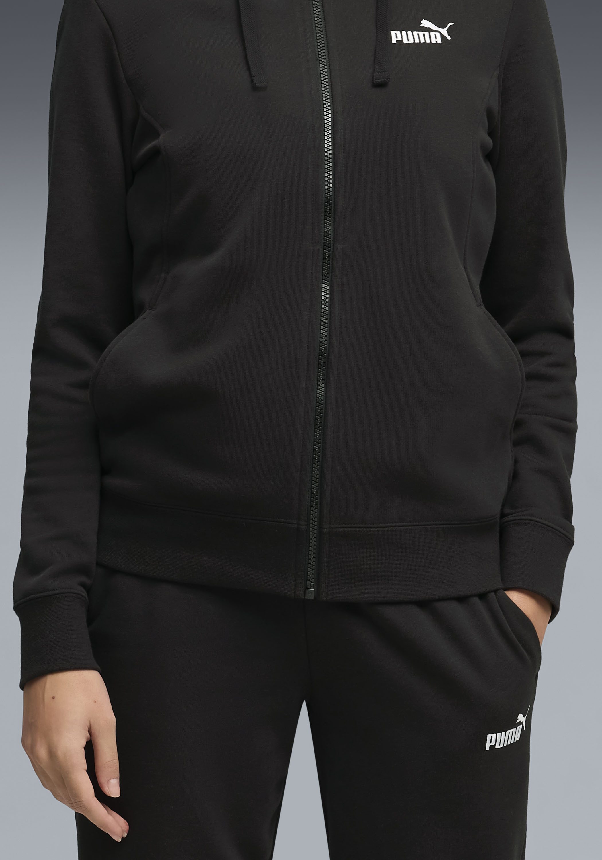 PUMA Trainingsanzug HOODED SWEAT SUIT TR CL (2-tlg), mit Kapuze, lockere Passform