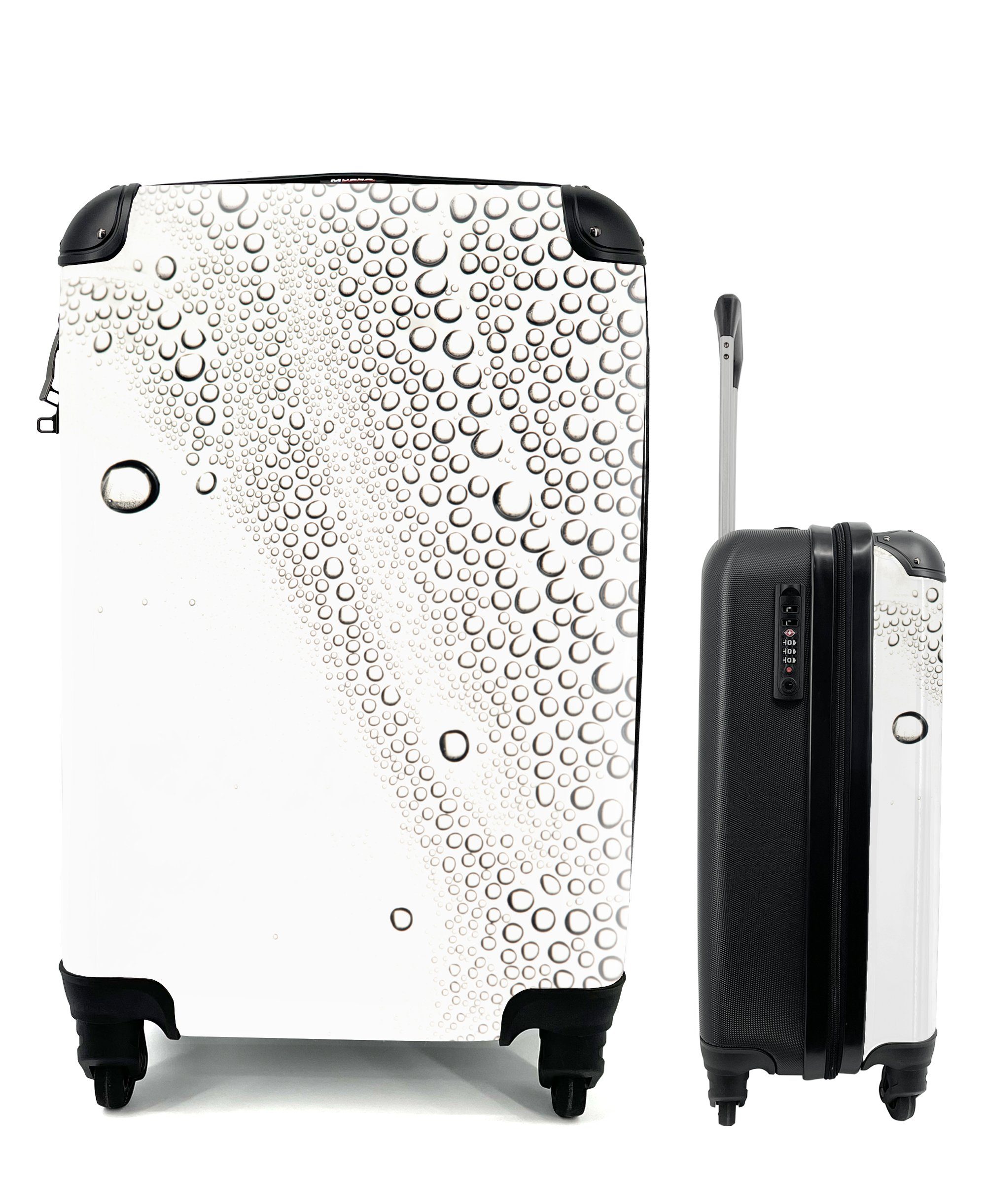 MuchoWow Handgepäckkoffer Tropfenbildung auf einem Trolley, Glas, Ferien, für Handgepäck mit Reisekoffer Reisetasche rollen, Rollen, 4