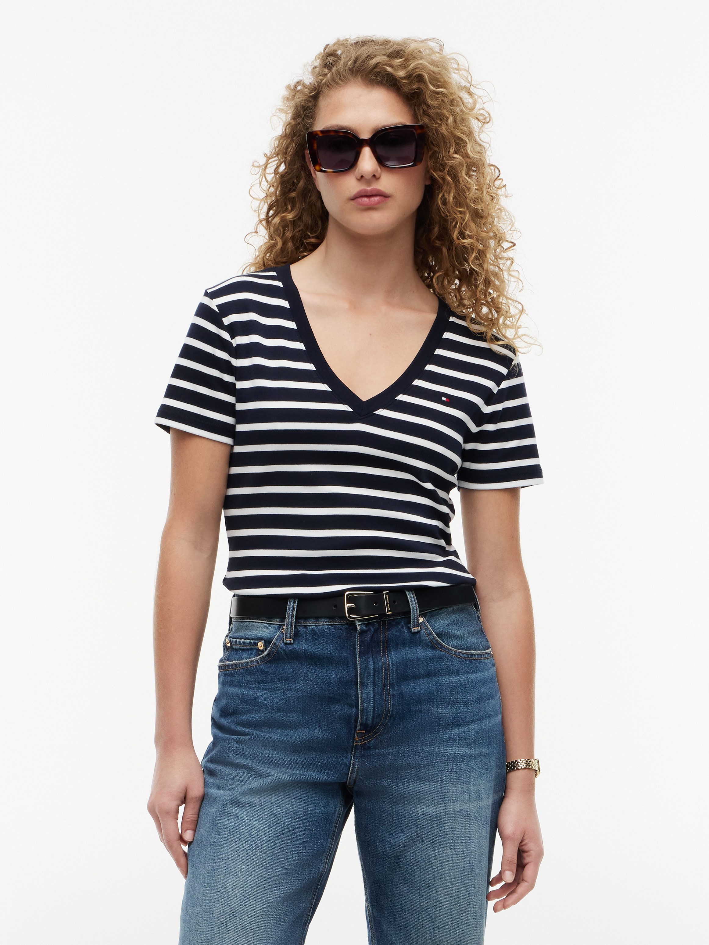 Tommy Hilfiger T-Shirt CODY V-NECK SHORT SLEEVE mit V-Ausschnitt, Baumwolle, Slim Fit
