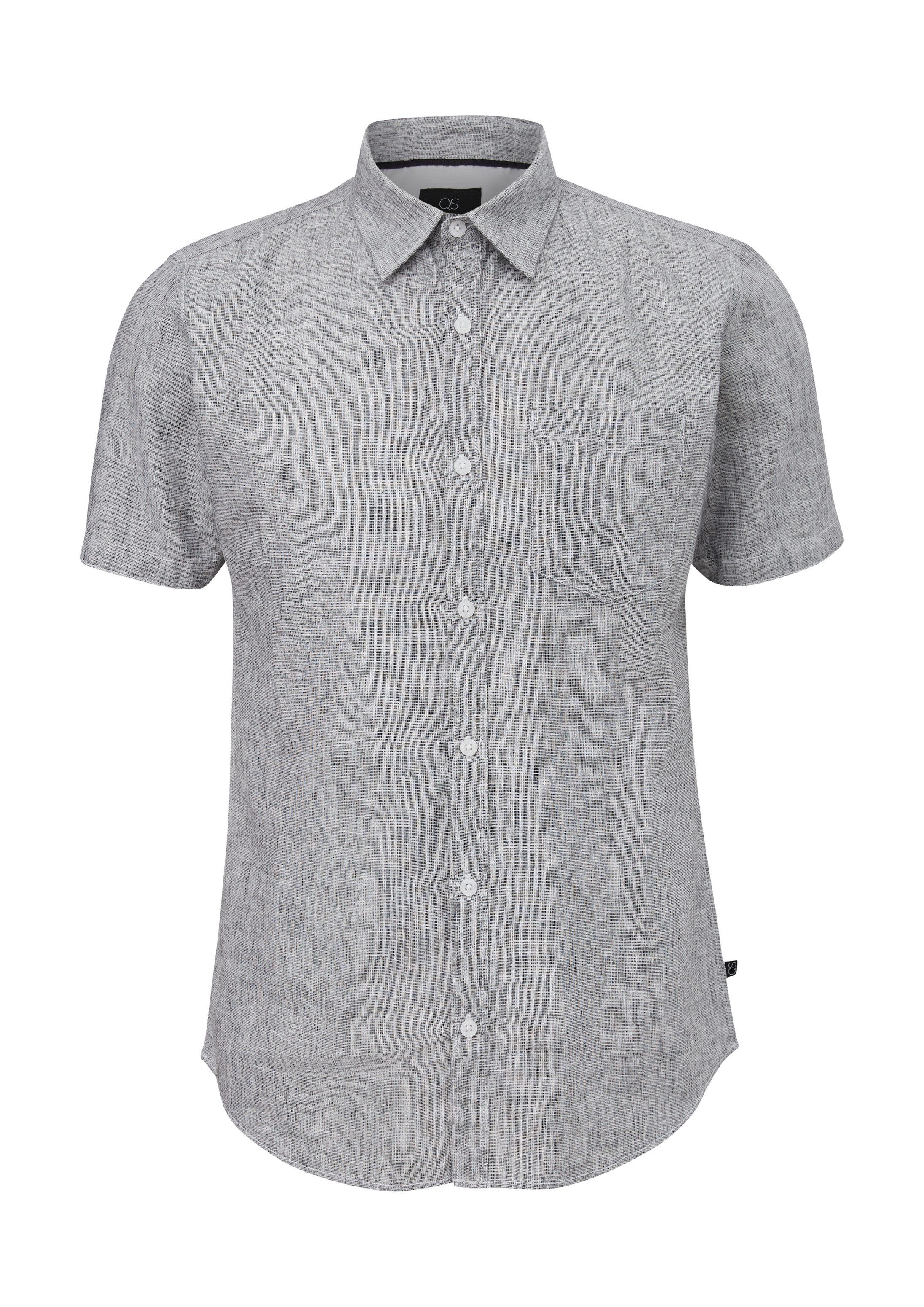 QS Kurzarmhemd Hemd Slim: Hemd aus Leinenmix