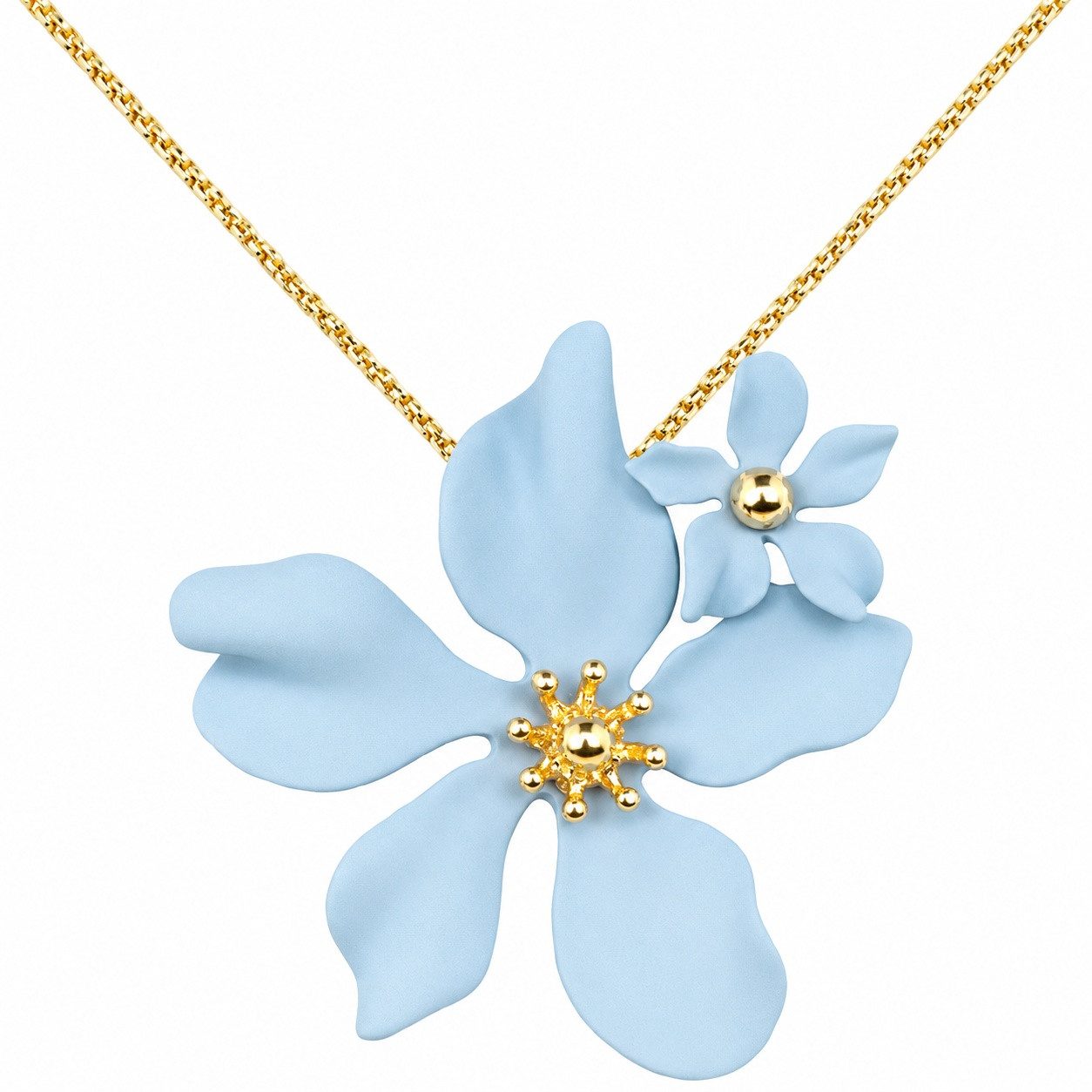 LUISIA® Kette mit Anhänger Halskette "Nelia" mit Blumen - 16 Karat vergoldet (inkl. Schmuckbox), 16 Karat vergoldet