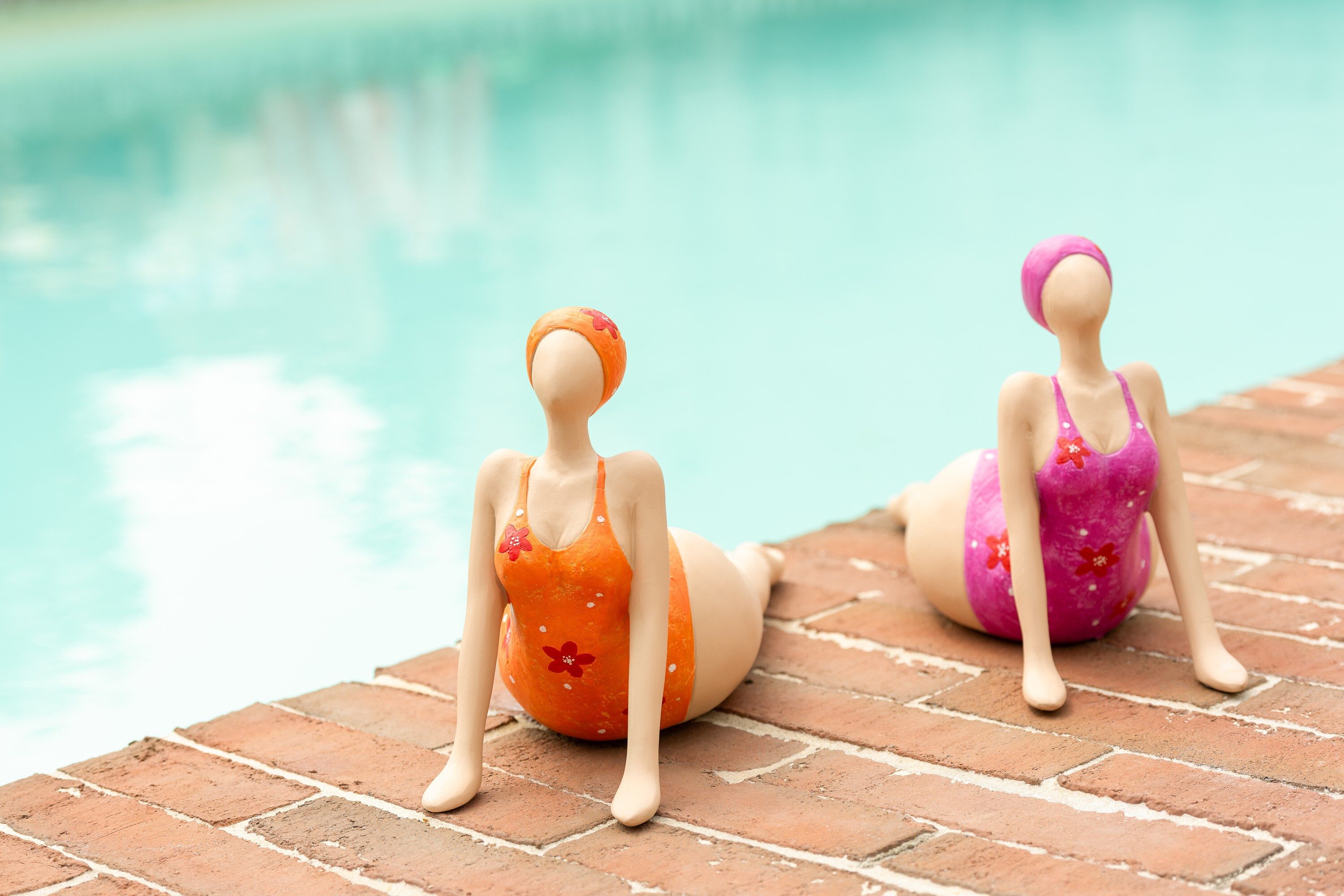 Comicfigur Dekofigur Set Badefreude Lilo aus Polyresin 2er Set Badedamen