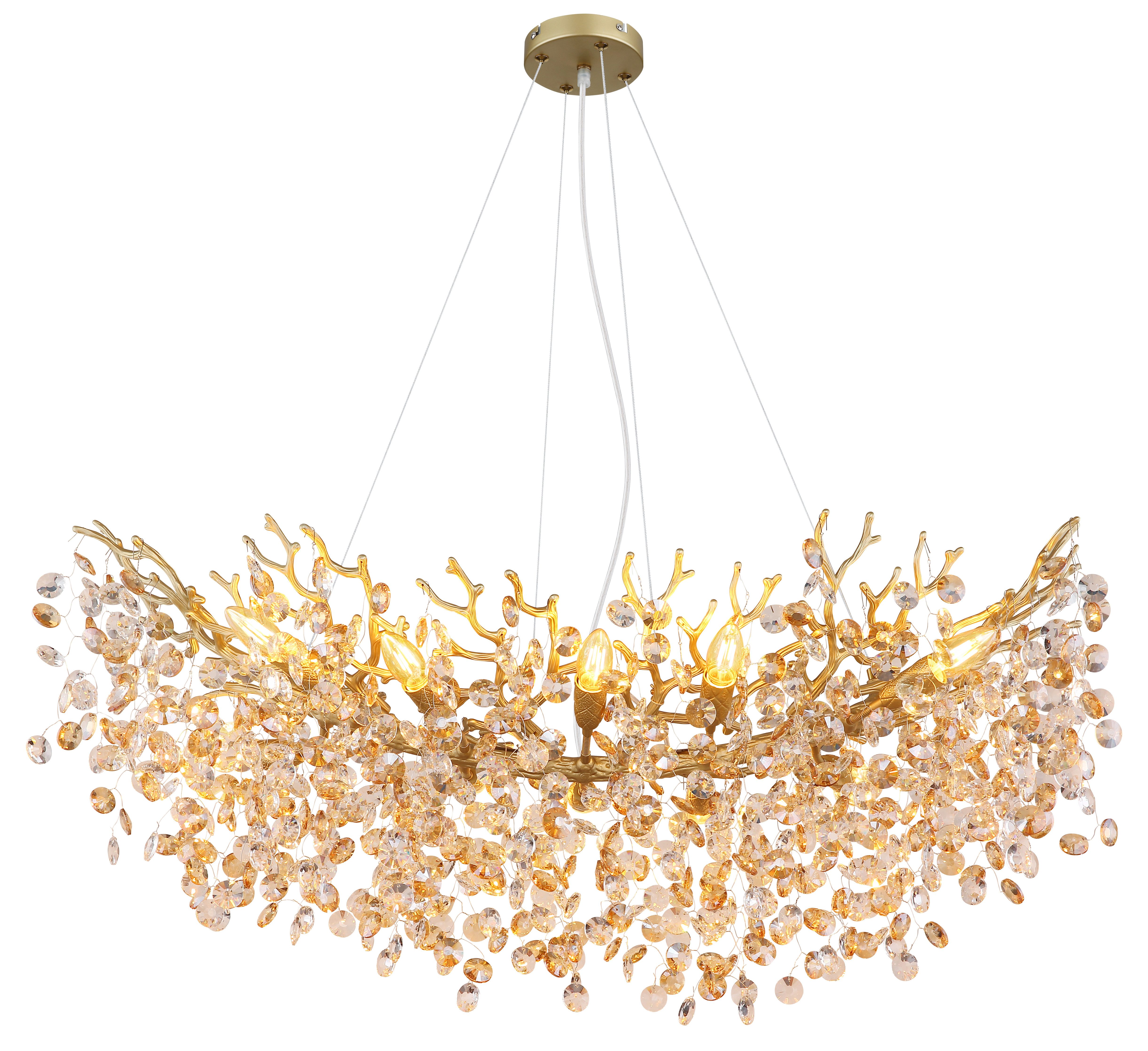 GLOBO LIGHTING Hängeleuchte QUEENA, ohne Leuchtmittel, Luster, Glaskristalle, höhenkürzbar, E14