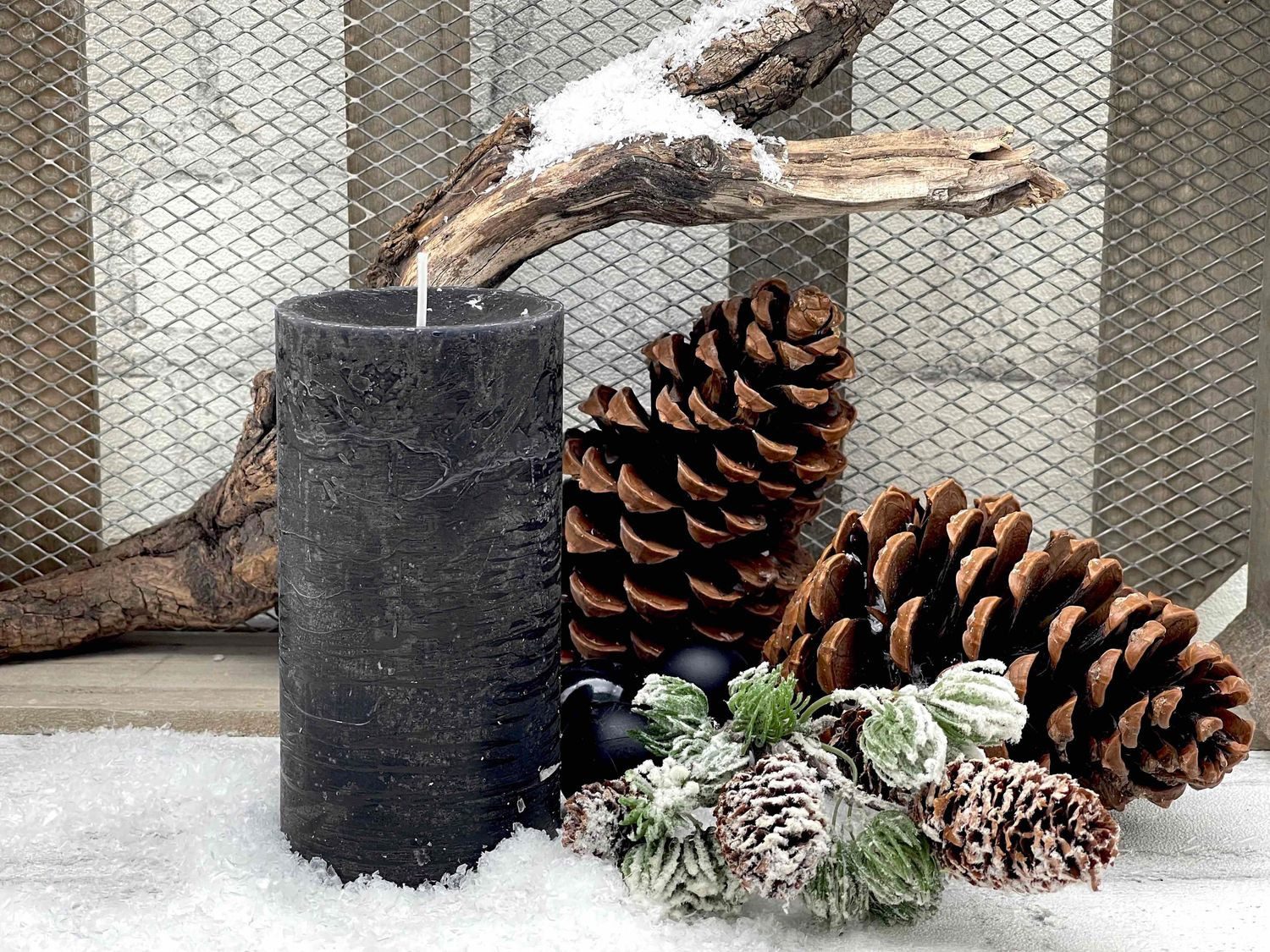ZauberDeko Rustic-Kerze Rustic Stumpenkerze Schwarz Advent günstig online kaufen